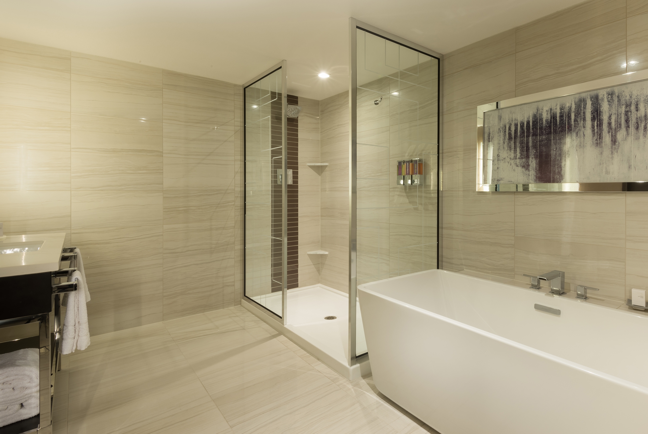 Guest room bath at the Harrah's Las Vegas, Trademark Collection by Wyndham in Las Vegas, Nevada