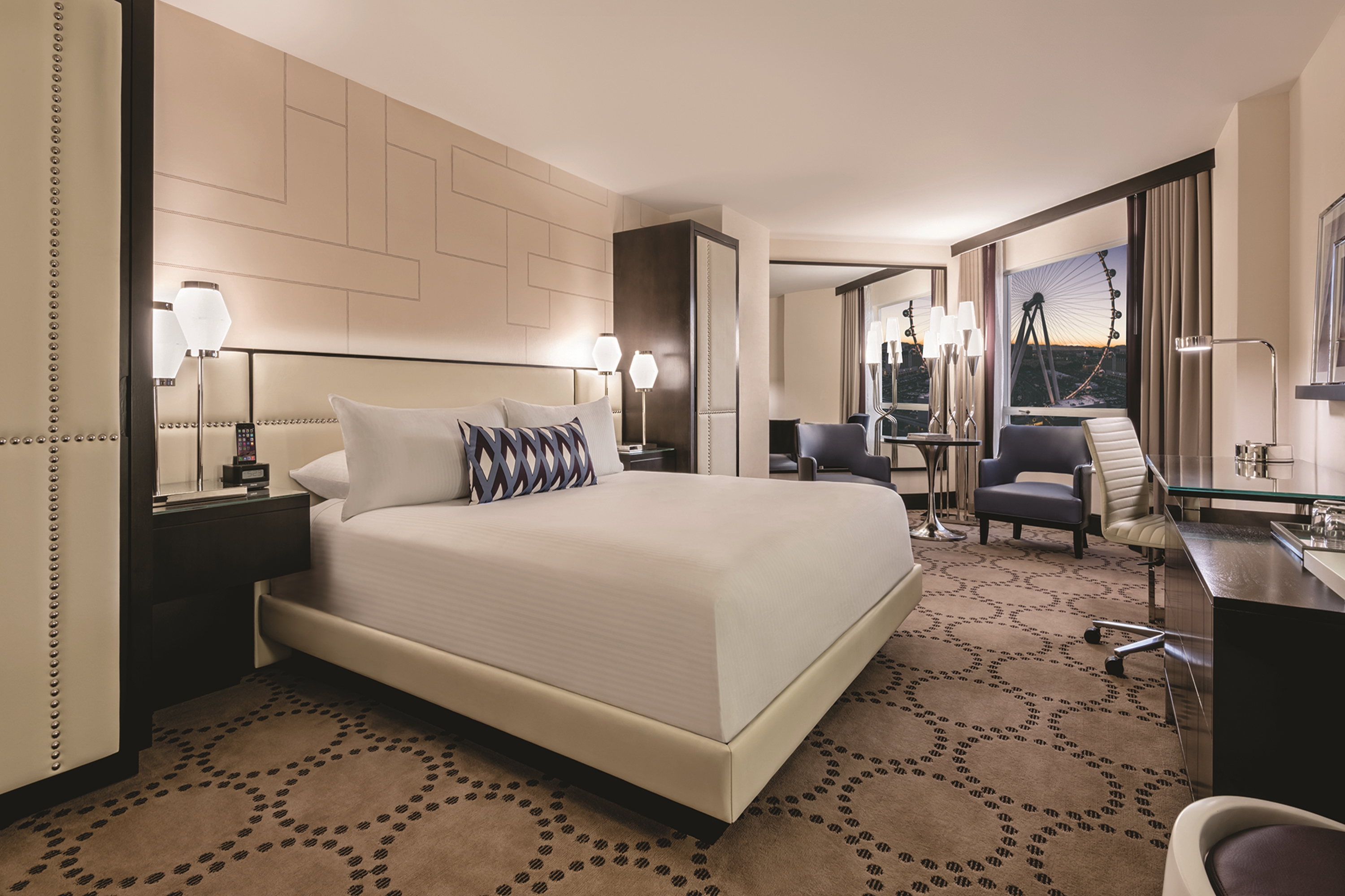 Guest room at the Harrah's Las Vegas, Trademark Collection by Wyndham in Las Vegas, Nevada