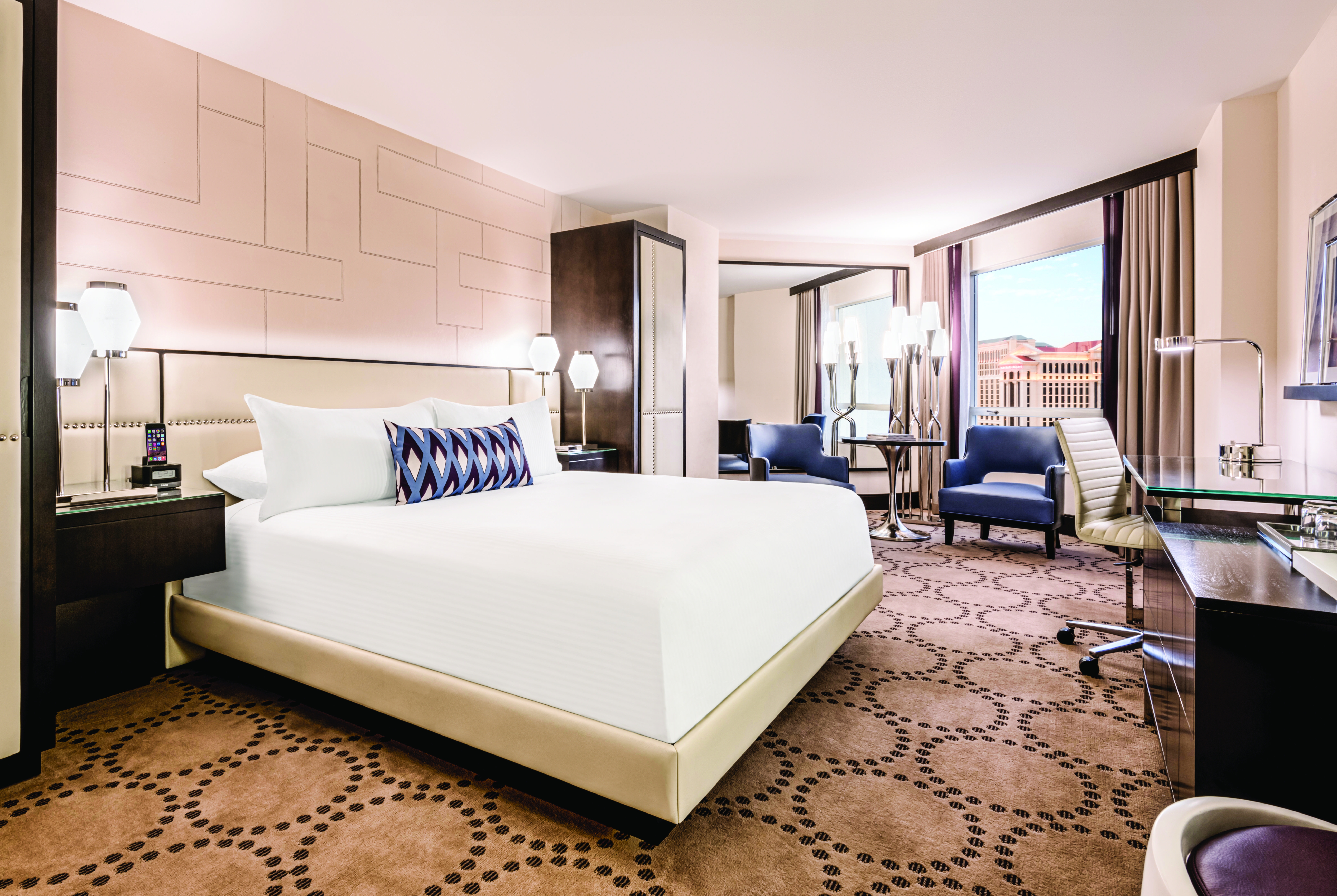 Guest room at the Harrah's Las Vegas, Trademark Collection by Wyndham in Las Vegas, Nevada