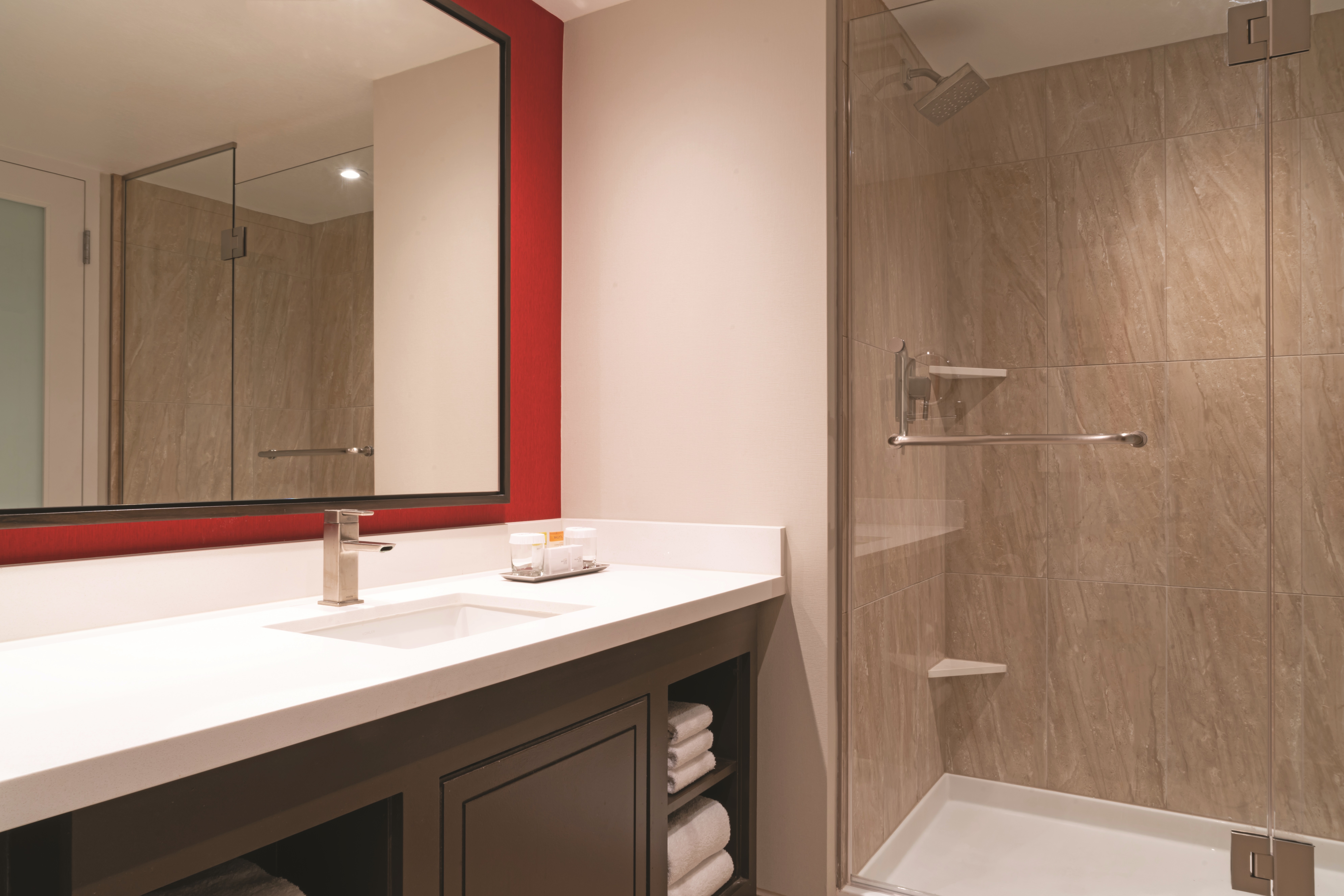 Guest room bath at the Horseshoe Las Vegas Center Strip, Trademark Collection in Las Vegas, Nevada