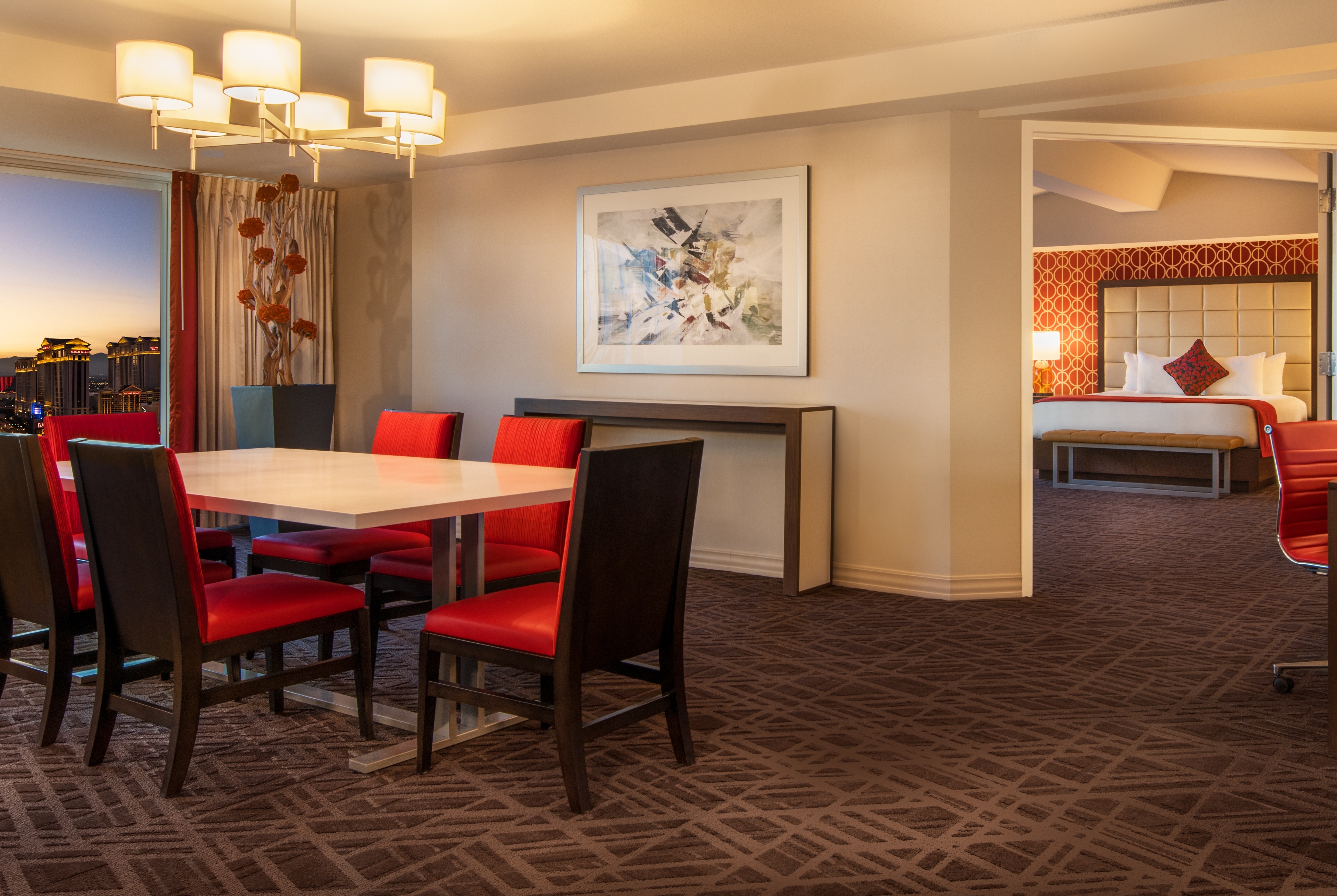 Guest room at the Horseshoe Las Vegas Center Strip, Trademark Collection in Las Vegas, Nevada