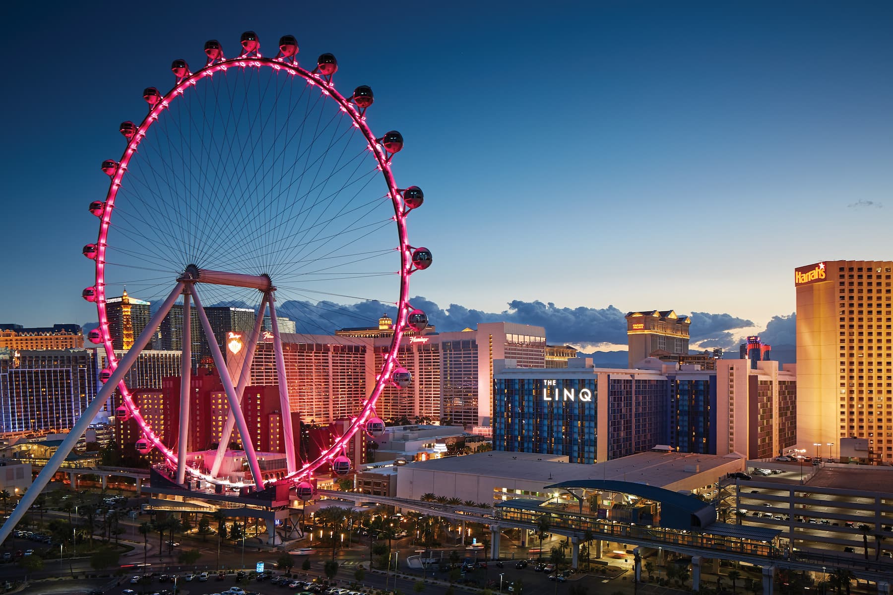 Exterior Night Image of The LINQ Hotel + Experience, Trademark Collection by Wyndham hotel in Las Vegas, Nevada