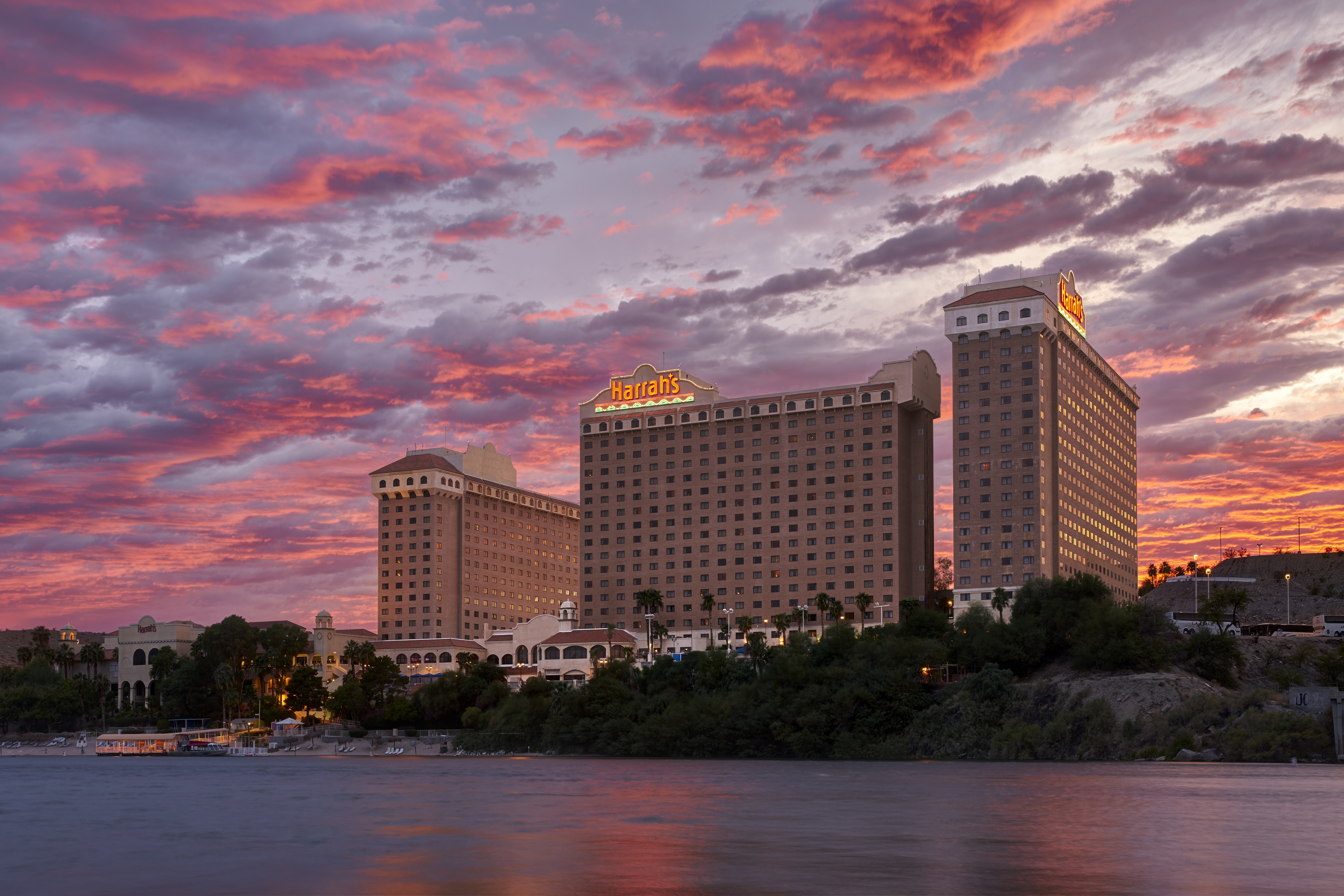 Exterior of Harrahs Laughlin Beach Resort & Casino Trademark Collection hotel in Laughlin, Nevada