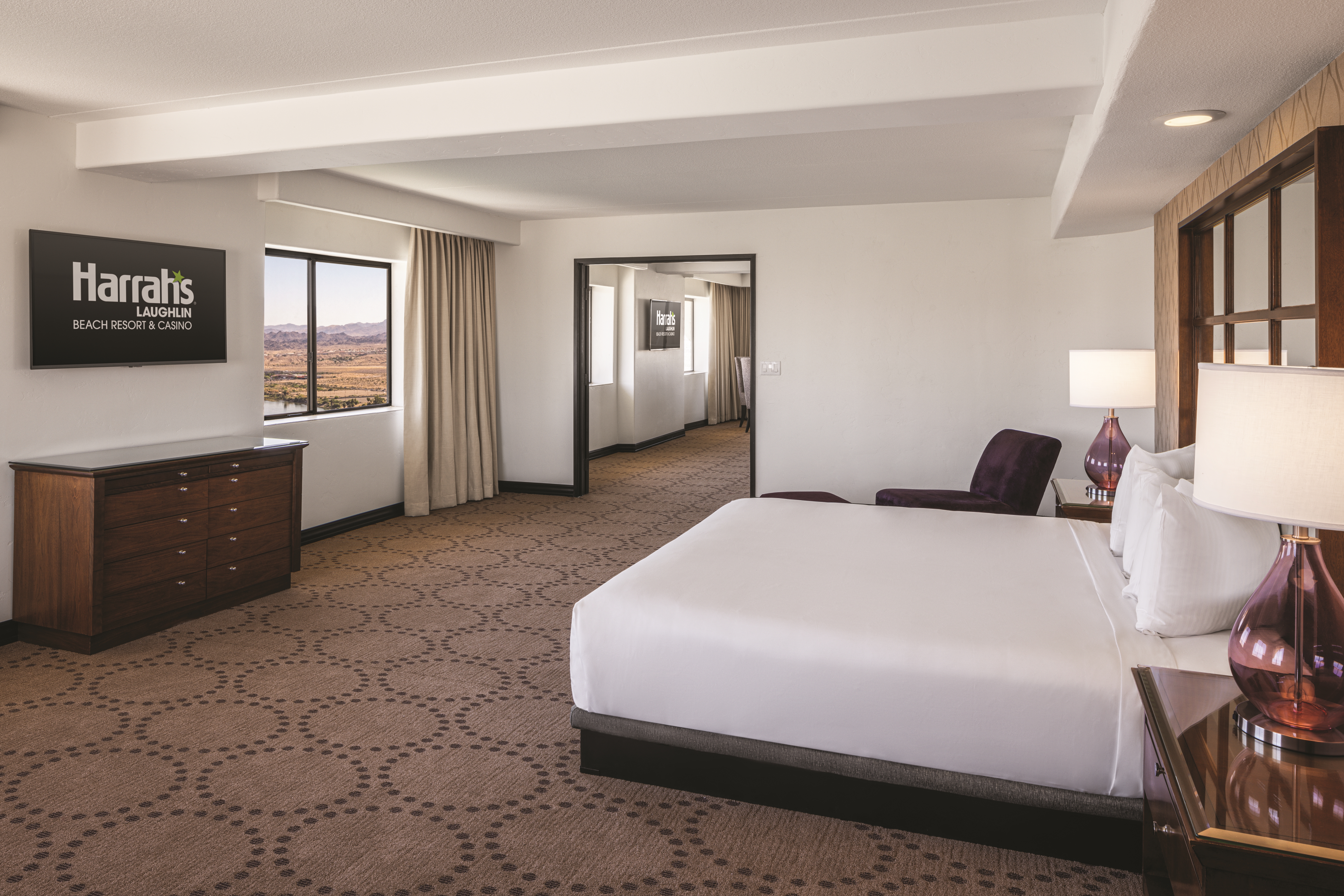 Guest room at the Harrahs Laughlin Beach Resort & Casino Trademark Collection in Laughlin, Nevada