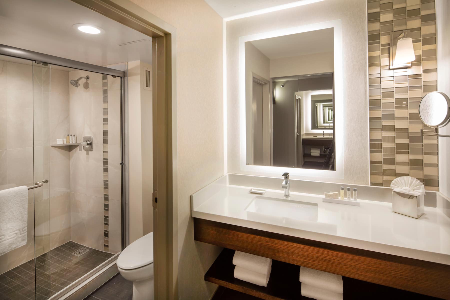 Guest room bath at the Silver Legacy Resort Casino, Trademark Collection by Wyndham in Reno, Nevada