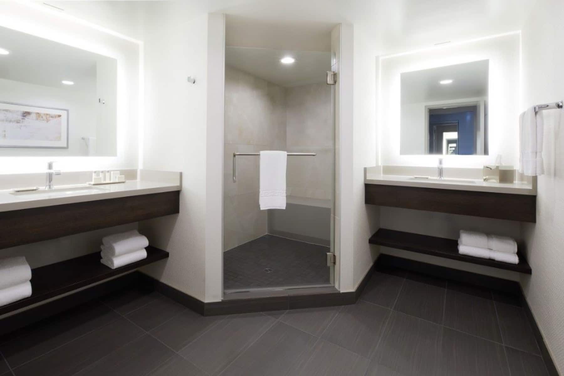 Guest room bath at the Silver Legacy Resort Casino, Trademark Collection by Wyndham in Reno, Nevada