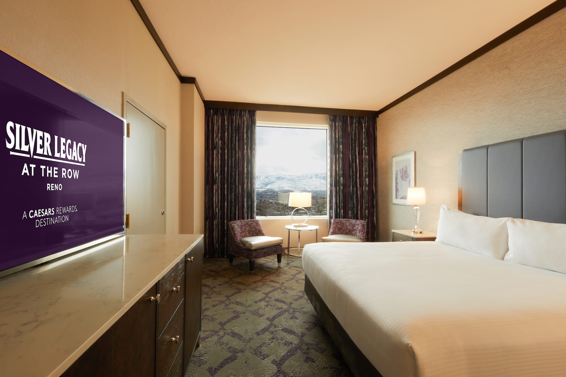 Guest room at the Silver Legacy Resort Casino, Trademark Collection by Wyndham in Reno, Nevada