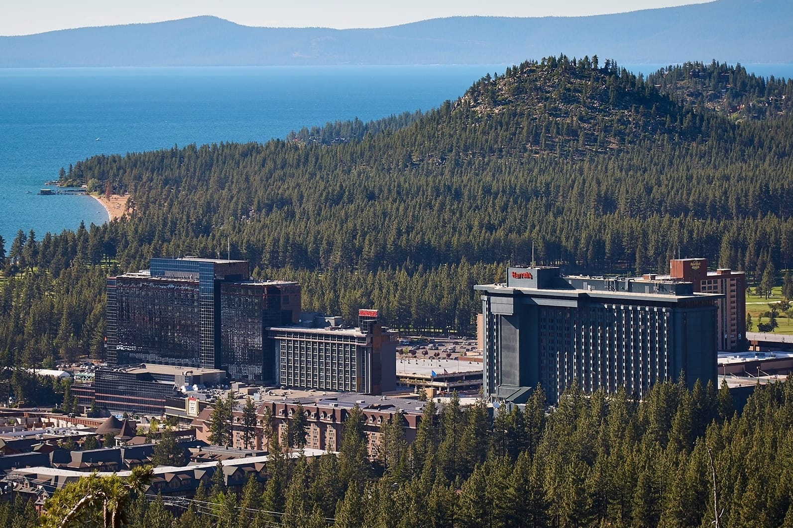 Aerial View of Harrah's Lake Tahoe, Trademark Collection by Wyndham hotel in Stateline, Nevada