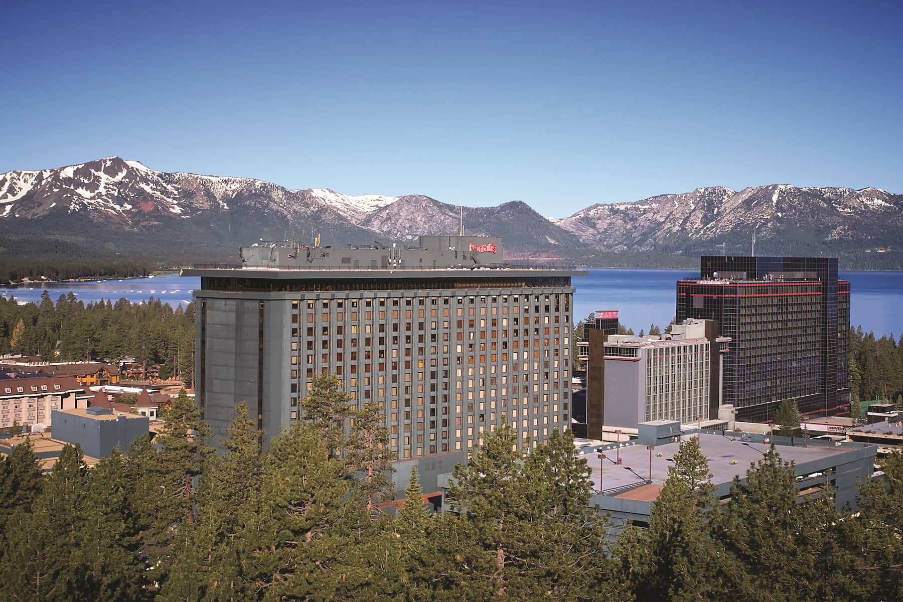 Exterior of Harrah's Lake Tahoe, Trademark Collection by Wyndham hotel in Stateline, Nevada