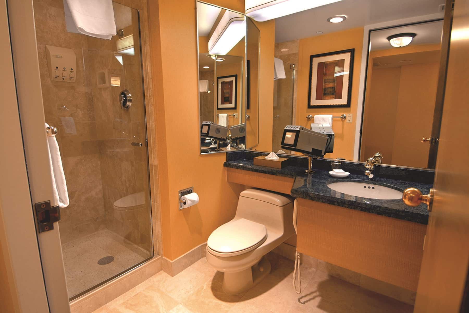 Guest room bath at the Harrah's Lake Tahoe, Trademark Collection by Wyndham in Stateline, Nevada