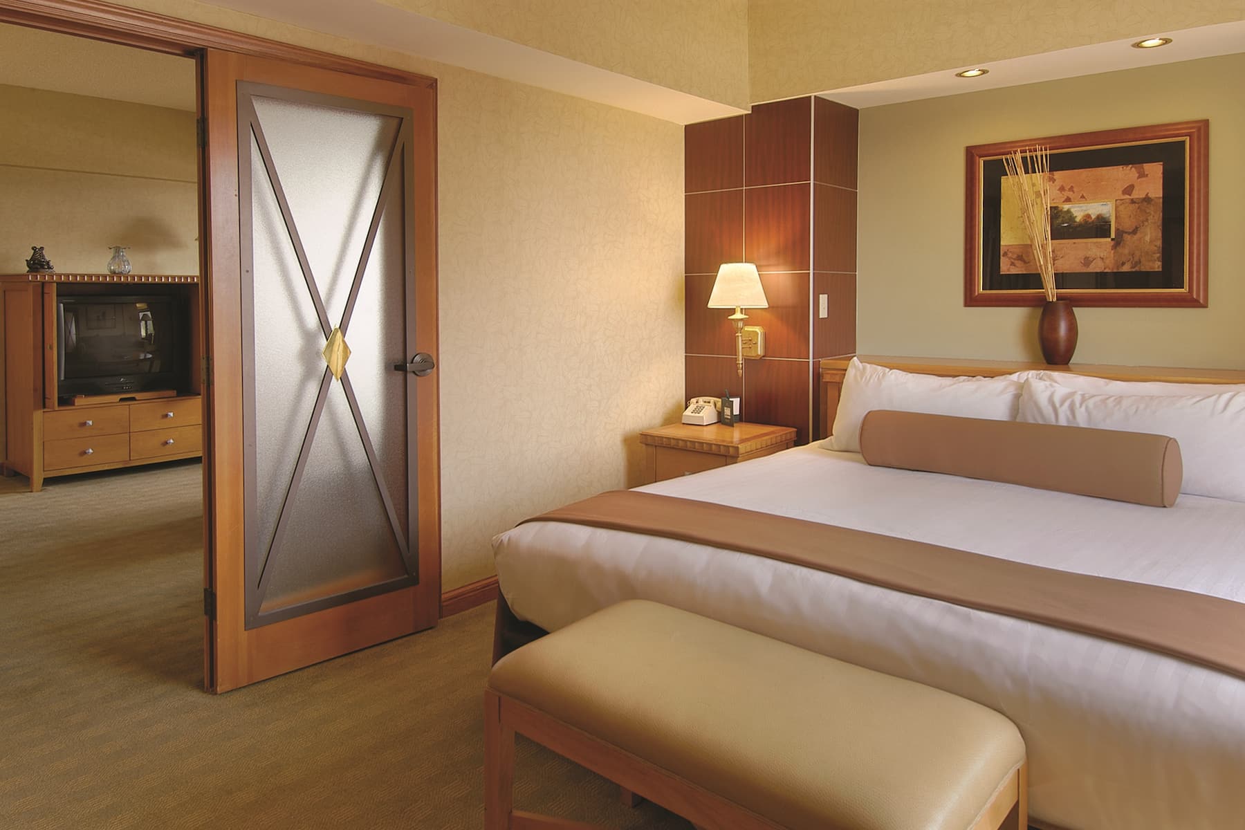 Guest room at the Harrah's Lake Tahoe, Trademark Collection by Wyndham in Stateline, Nevada
