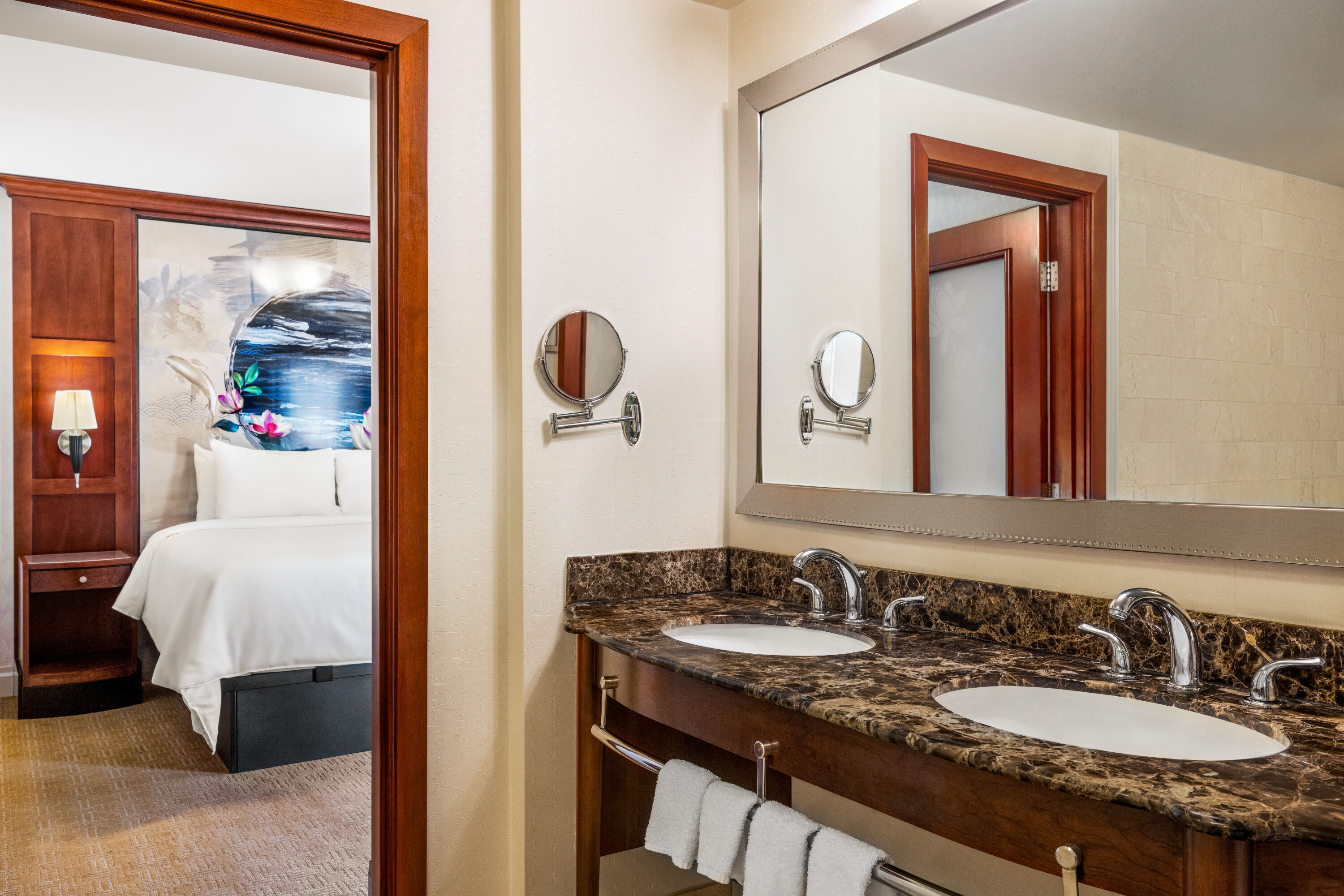Guest room bath at the Viana Hotel and Spa, Trademark Collection by Wyndham in Westbury, New York