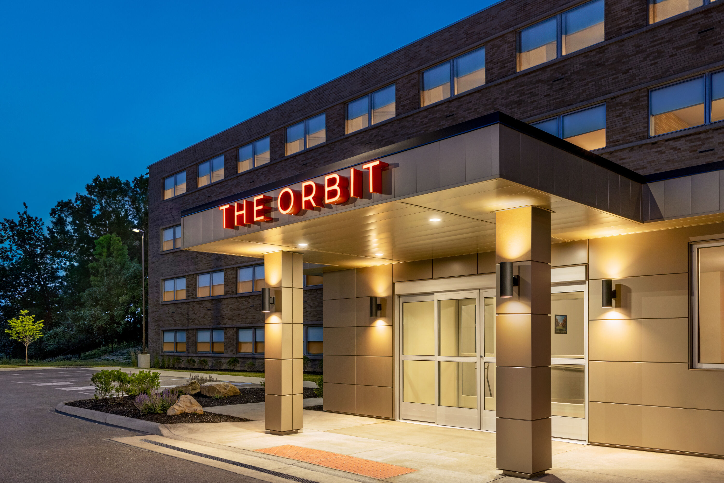 Exterior of The Orbit Hotel, Trademark Collection by Wyndham hotel in Fairview Park, Ohio