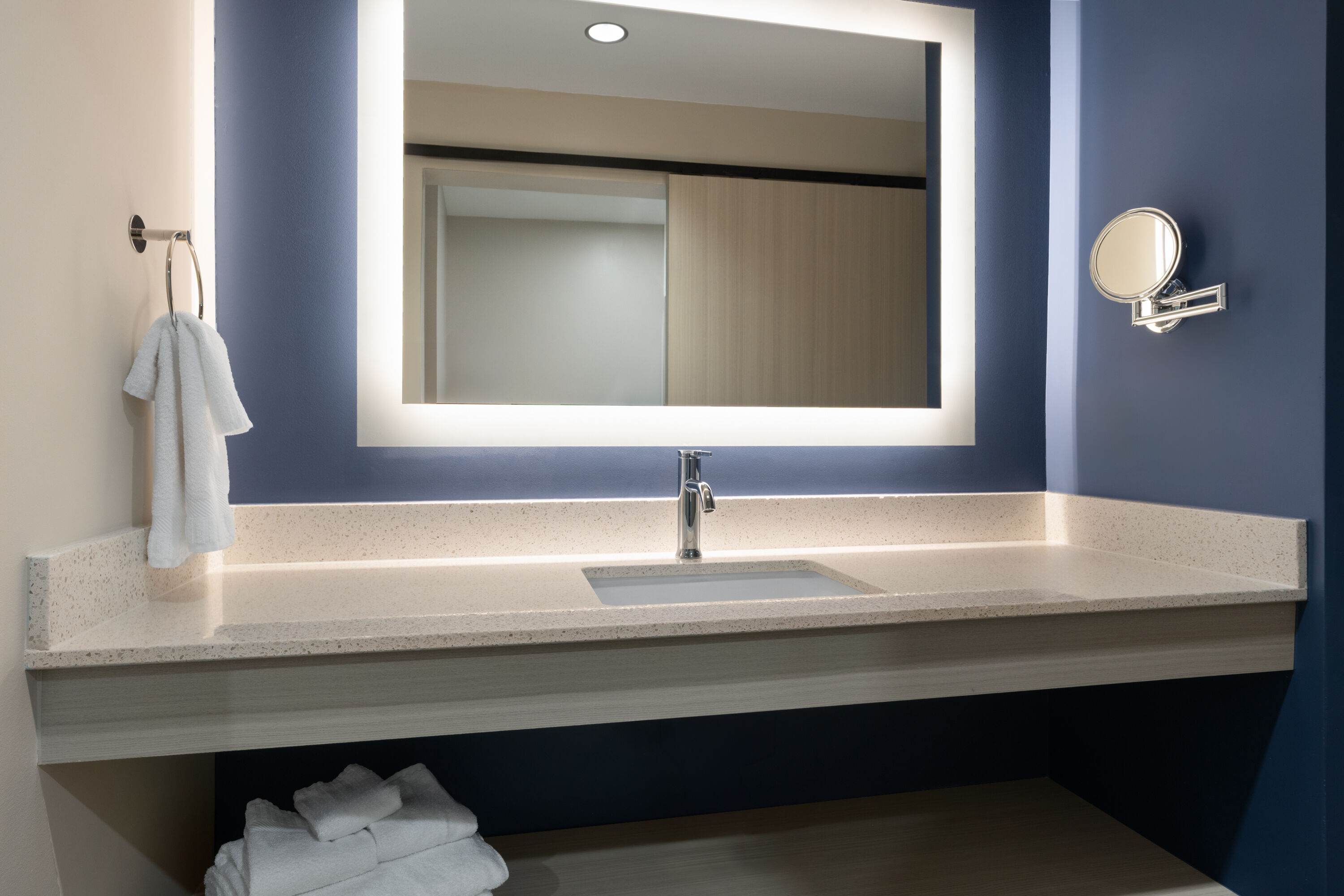 Guest room bath at the Sugar Creek Hotel, Trademark Collection by Wyndham in Hinton, Oklahoma