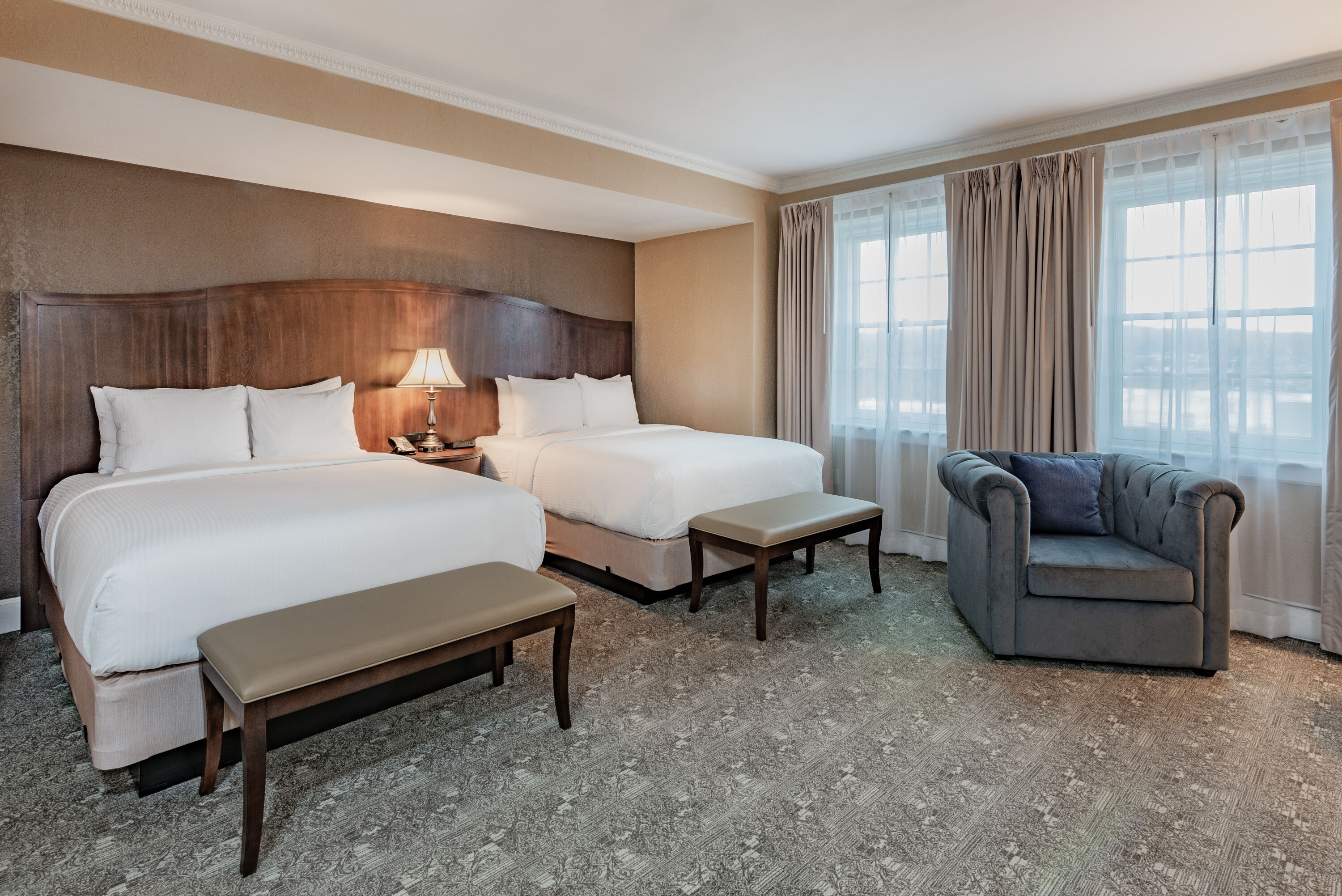 Guest room at the The Americus Hotel, Trademark Collection by Wyndham in Allentown, Pennsylvania