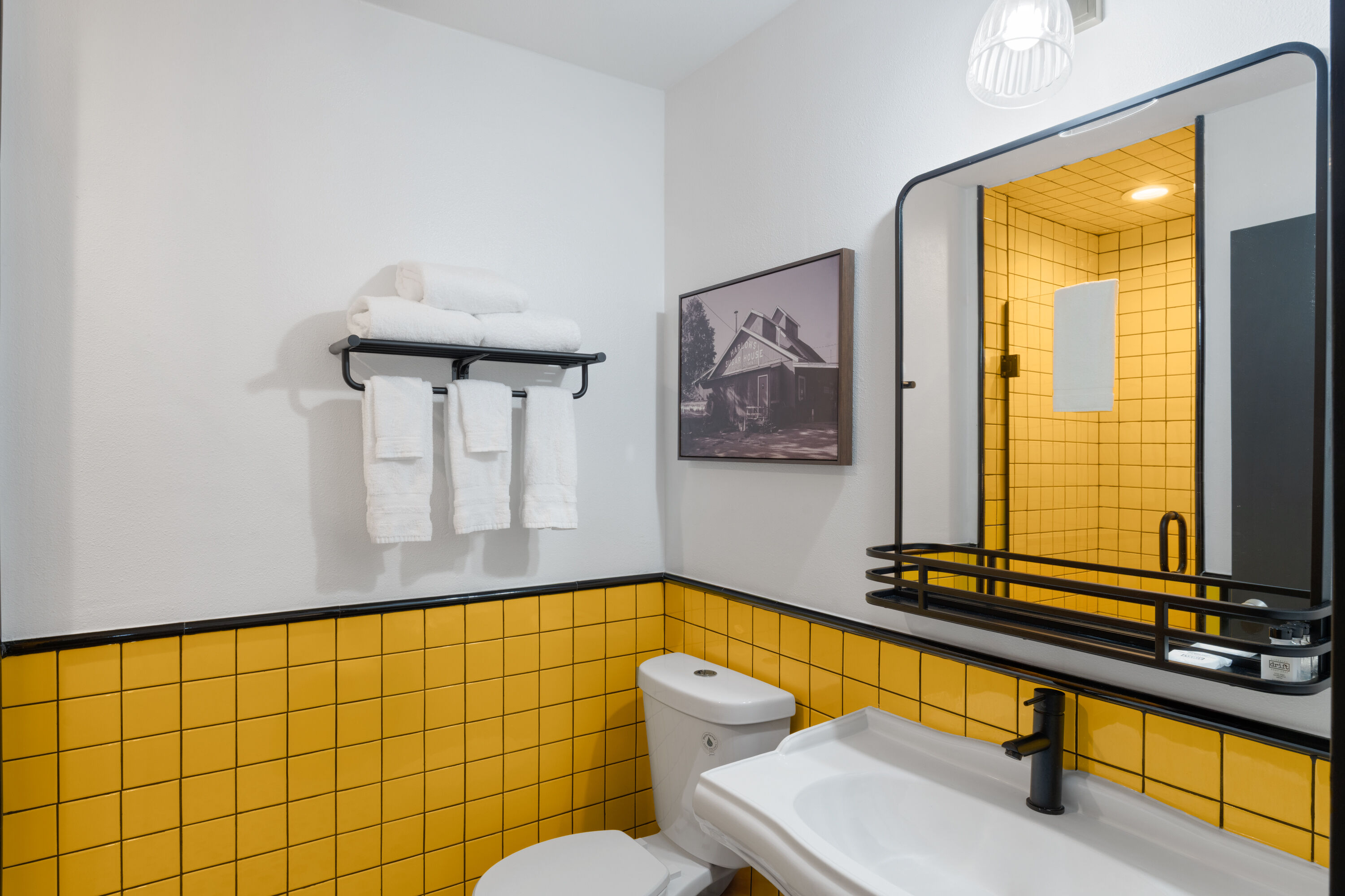 Guest room bath at the Hotel Vervana, Trademark Collection by Wyndham in Bennington, Vermont