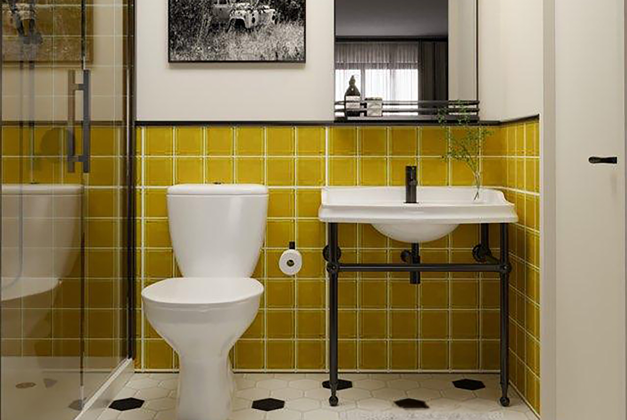 Guest room bath at the Hotel Vervana, Trademark Collection by Wyndham in Bennington, Vermont
