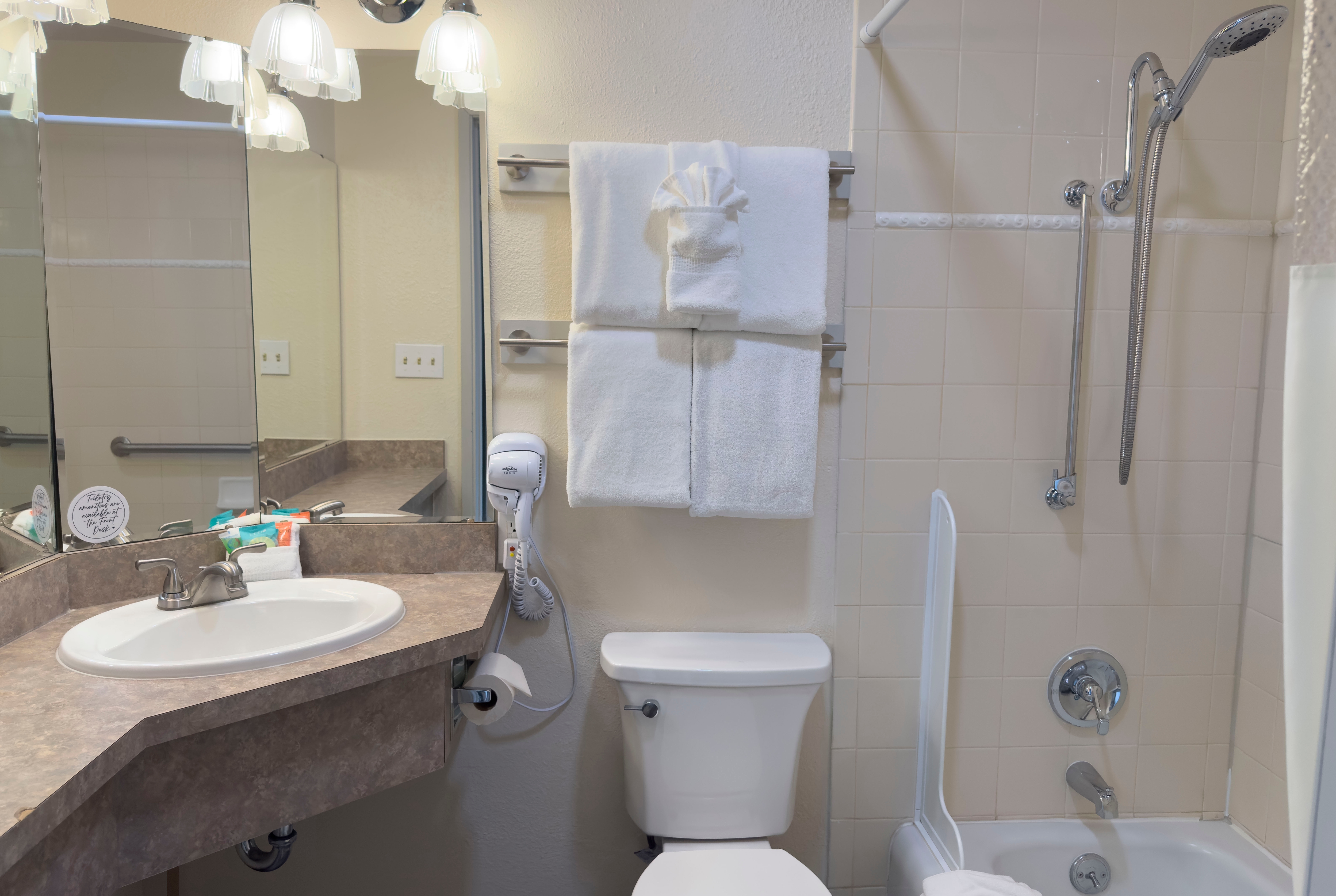 Guest room bath at the Chateau Westport Resort, Trademark Collection by Wyndham in Westport, Washington