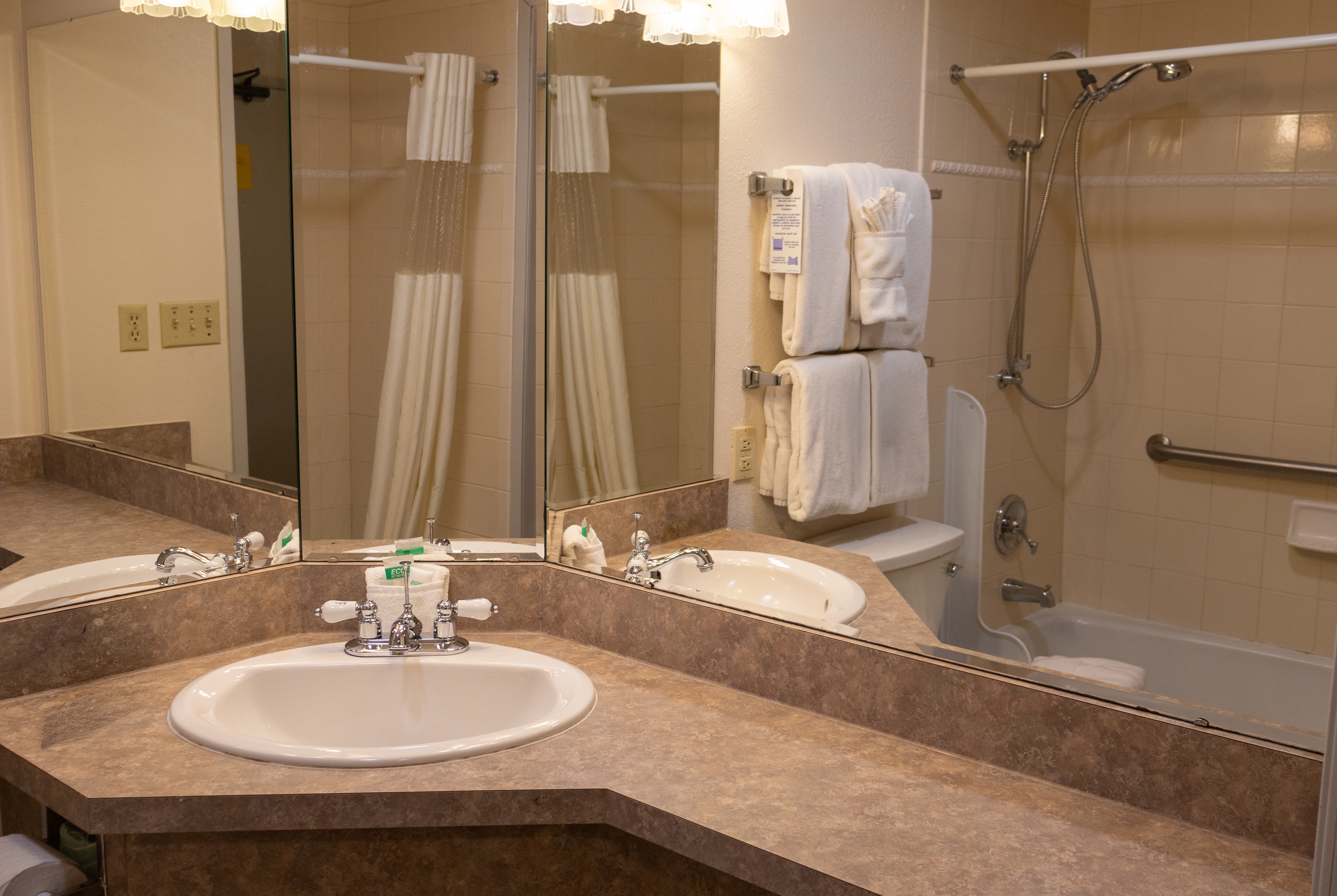 Guest room bath at the Chateau Westport Resort, Trademark Collection by Wyndham in Westport, Washington