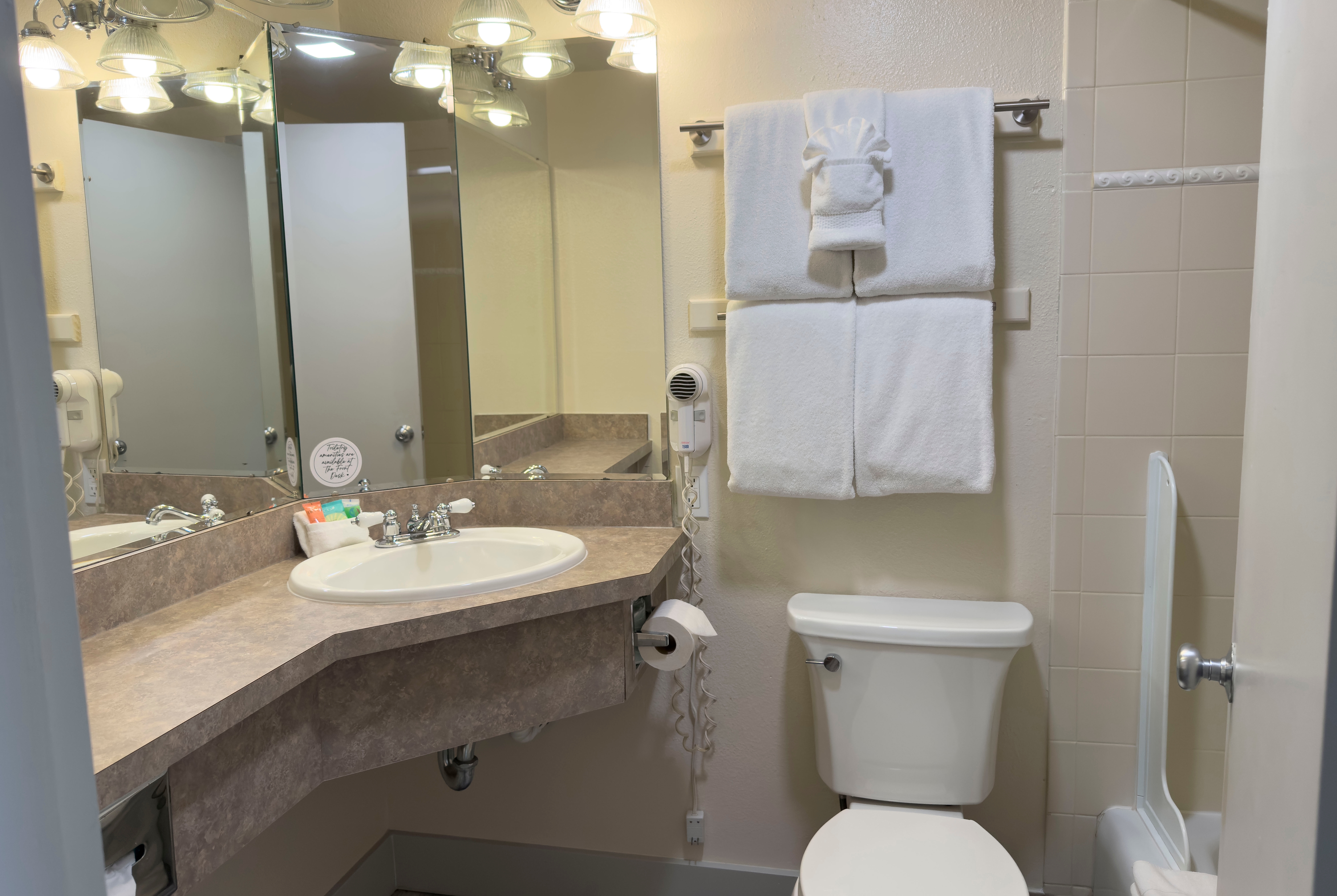 Guest room bath at the Chateau Westport Resort, Trademark Collection by Wyndham in Westport, Washington