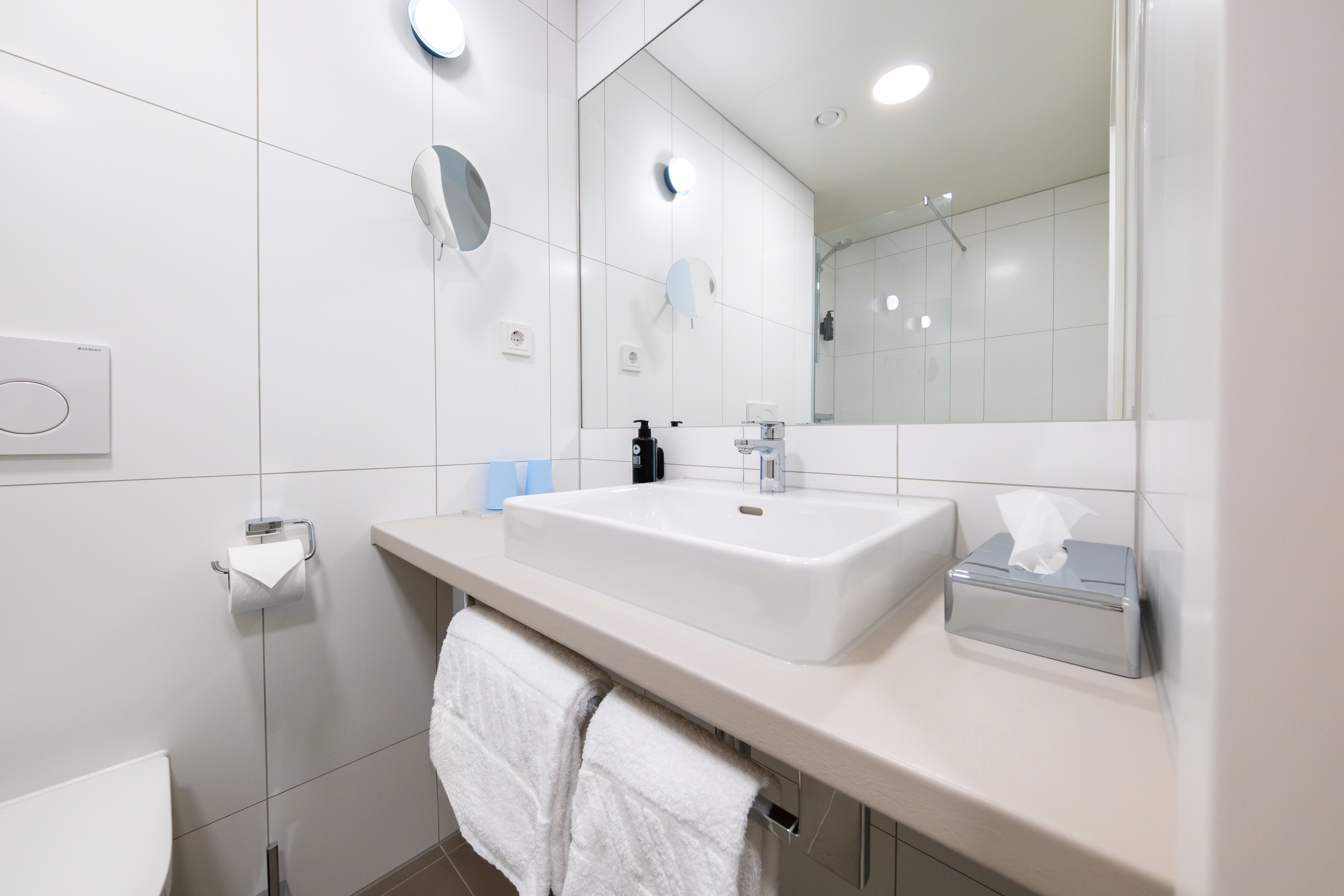 Guest room bath at the Vienna House Easy by Wyndham Vienna Airport in Schwechat, Other than US/Canada
