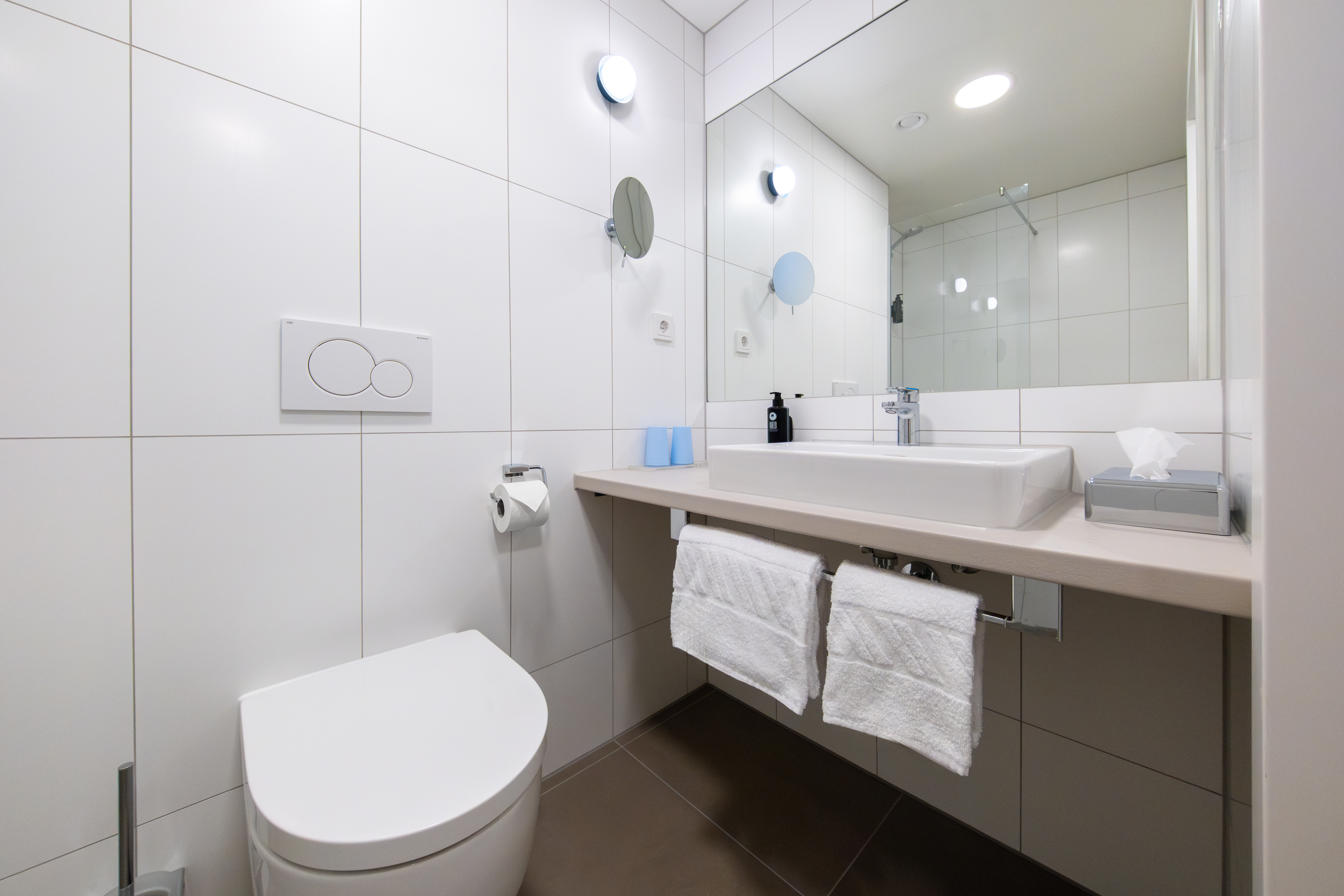 Guest room bath at the Vienna House Easy by Wyndham Vienna Airport in Schwechat, Other than US/Canada