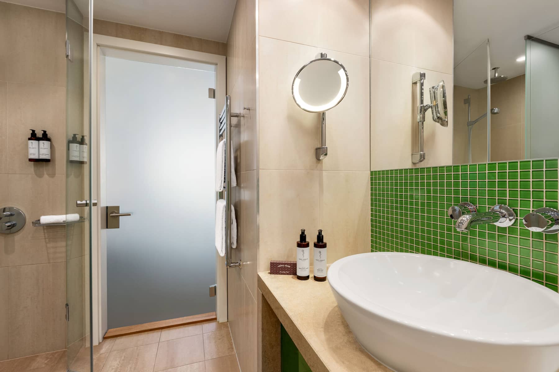 Guest room bath at the Vienna House by Wyndham Andel's Prague in Prague, Other than US/Canada