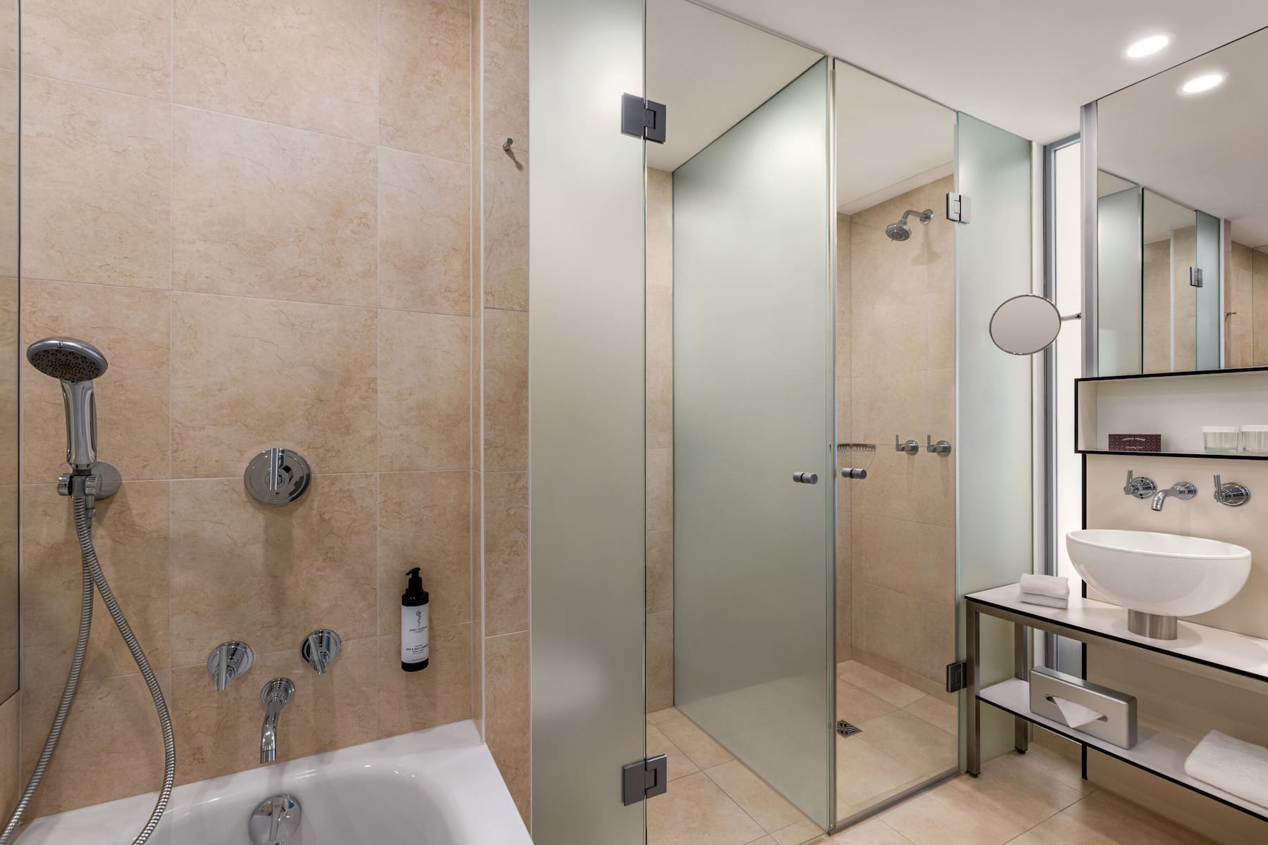 Guest room bath at the Vienna House by Wyndham Andel's Prague in Prague, Other than US/Canada