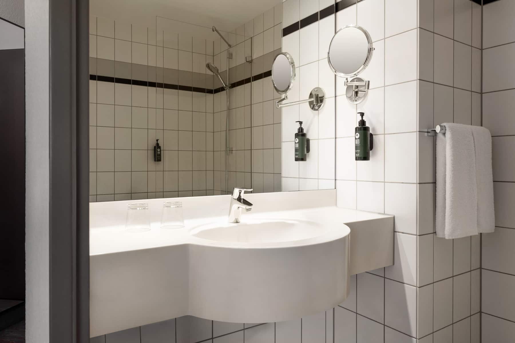Guest room bath at the Vienna House Easy by Wyndham Neckarsulm in Neckarsulm, Other than US/Canada
