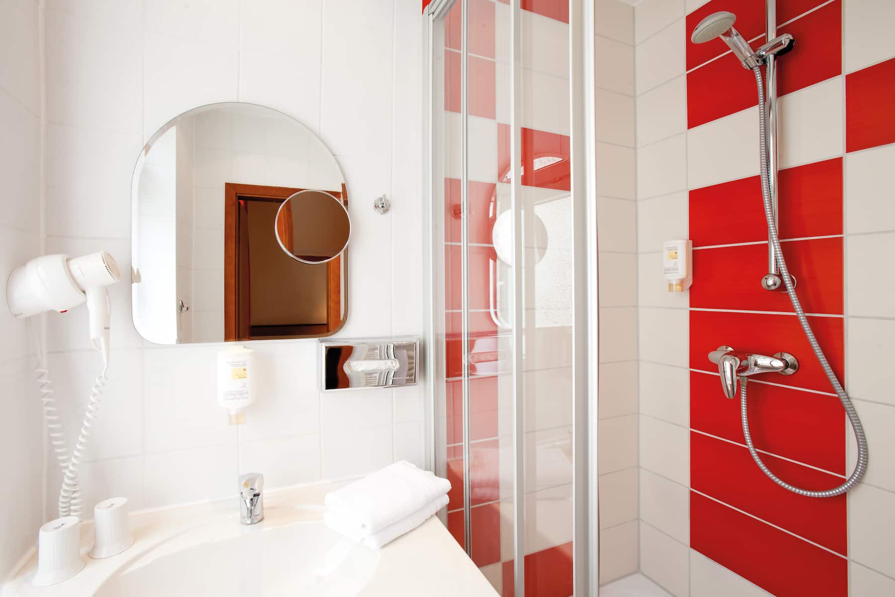 Guest room bath at the Vienna House Easy by Wyndham Rostock in Rostock, Other than US/Canada