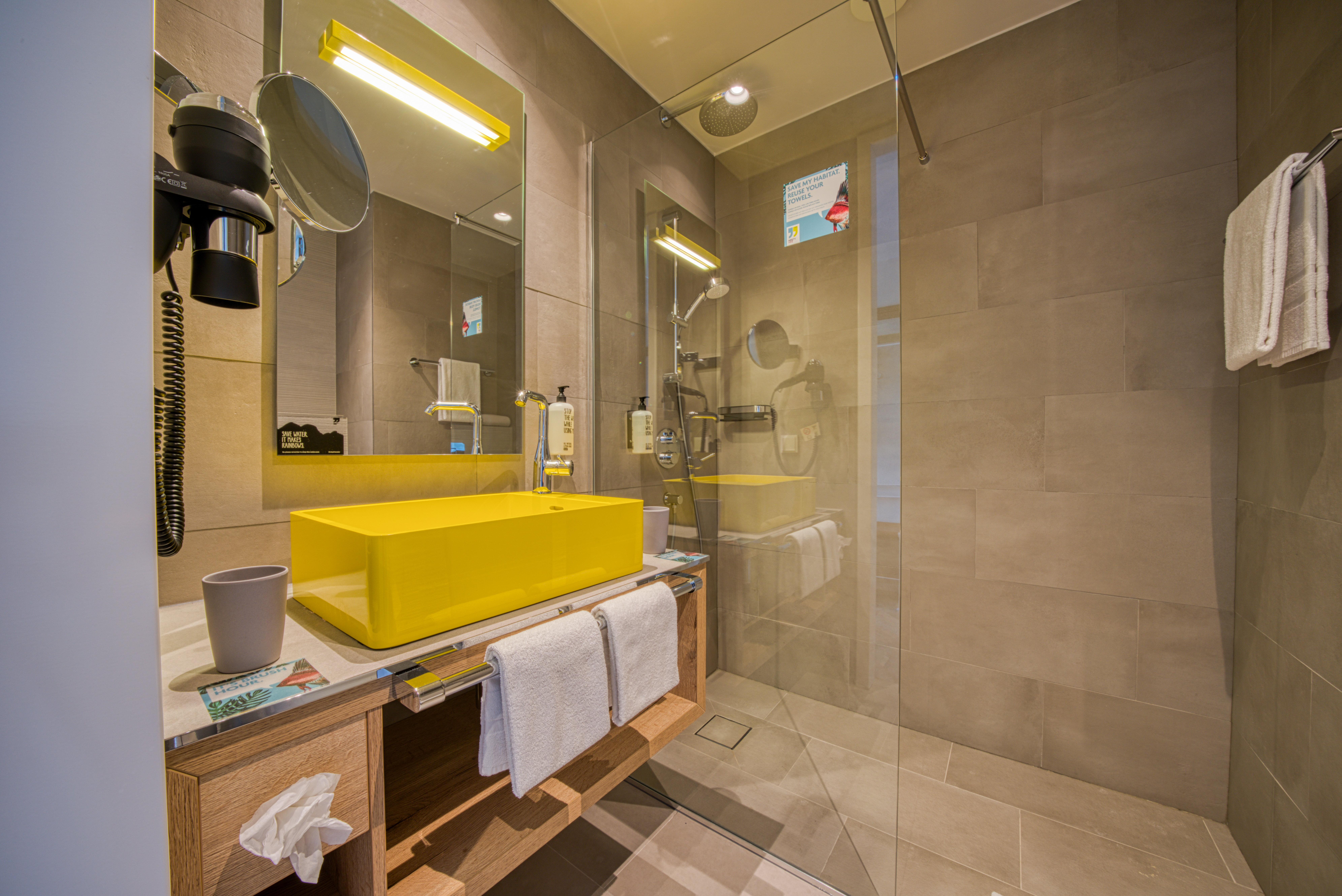 Guest room bath at the Vienna House Easy by Wyndham Amsterdam Airport in Hoofddorp, Other than US/Canada