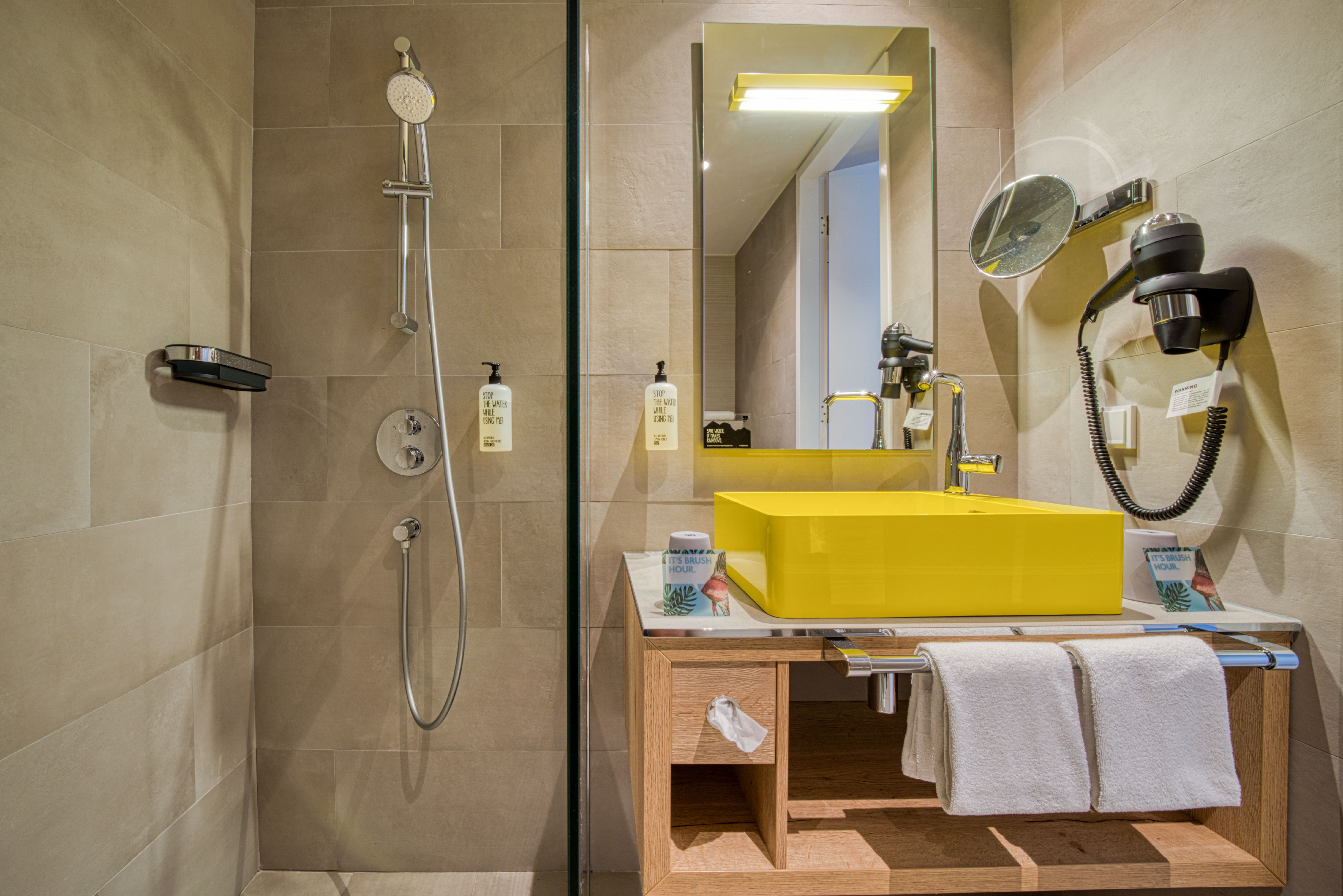 Guest room bath at the Vienna House Easy by Wyndham Amsterdam Airport in Hoofddorp, Other than US/Canada