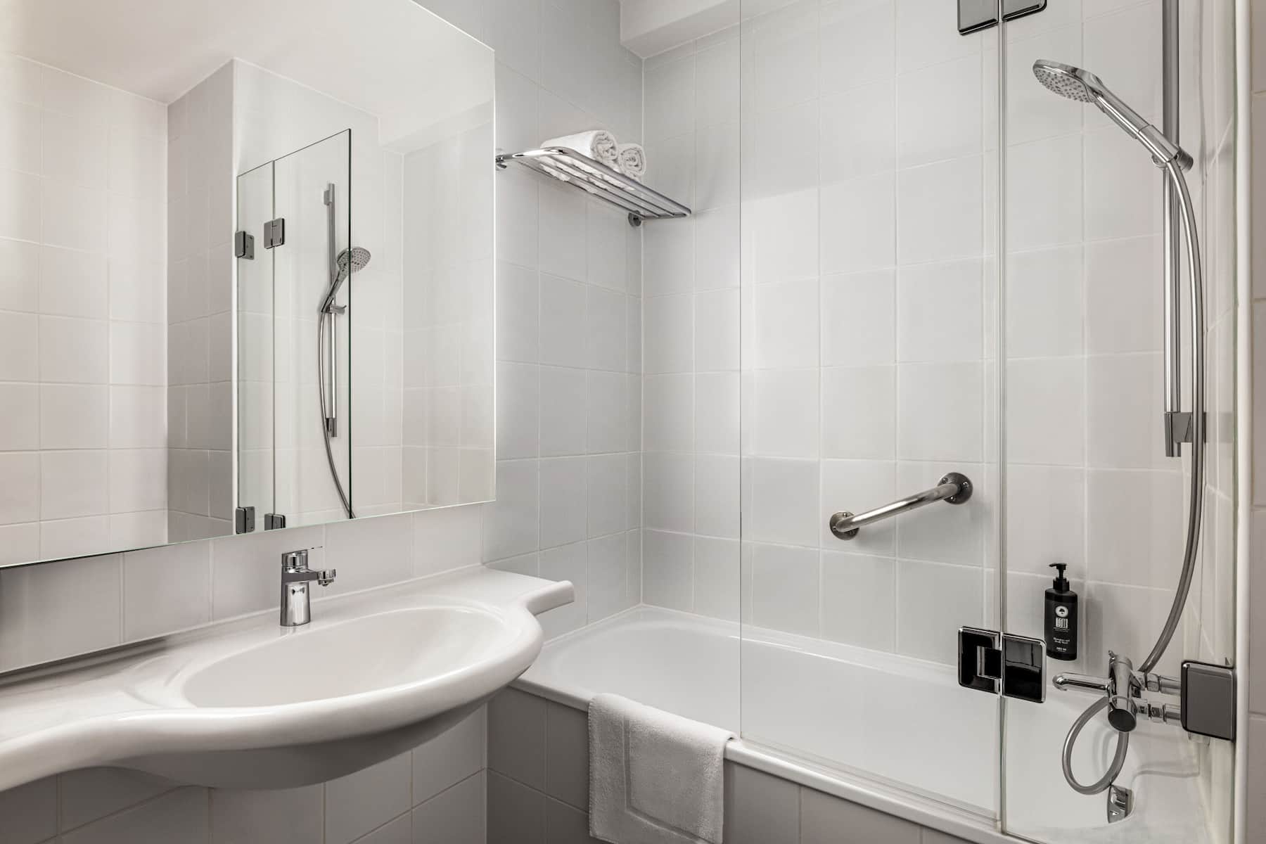 Guest room bath at the Vienna House Easy by Wyndham Cracow in Cracow, Other than US/Canada