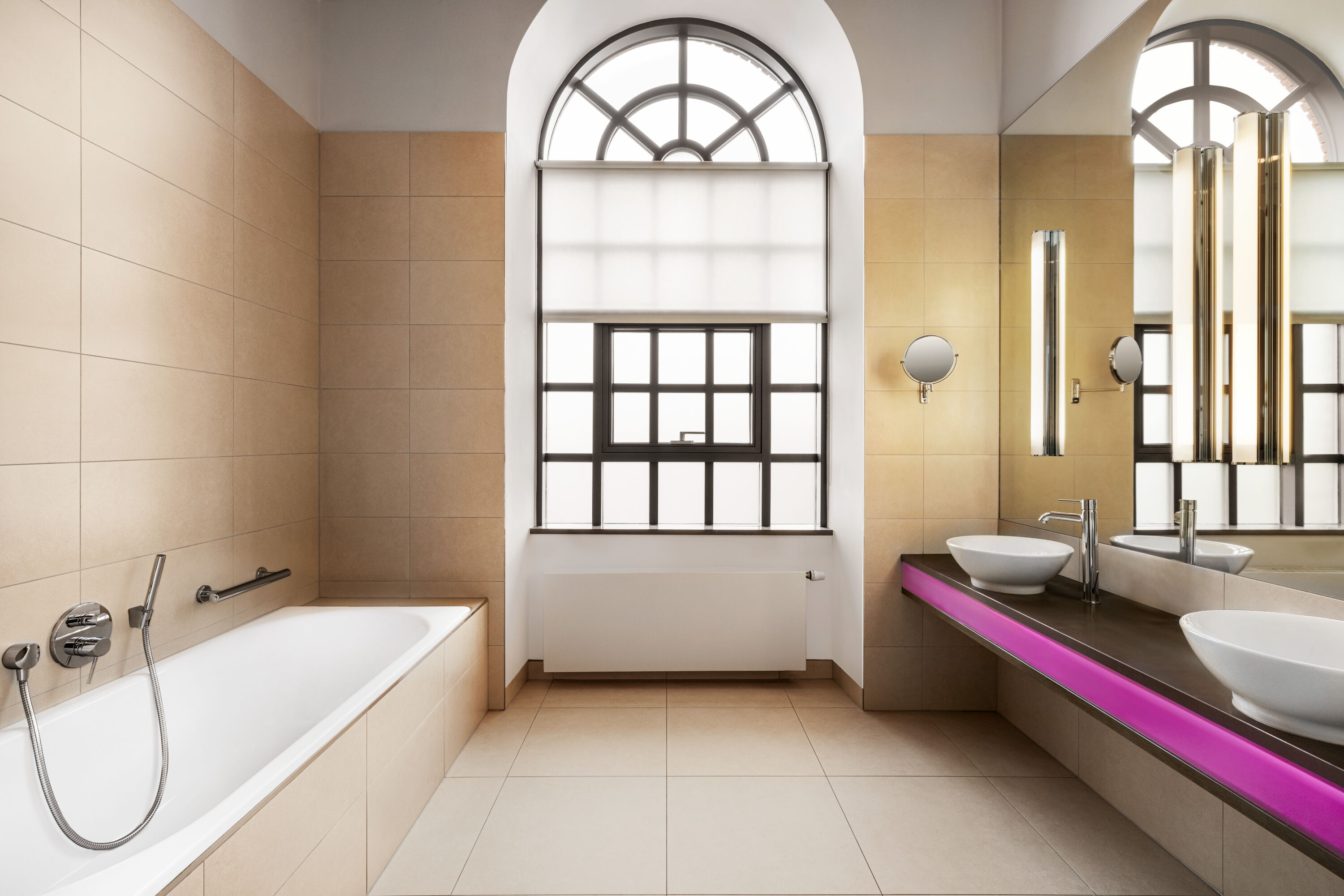 Guest room bath at the Vienna House by Wyndham Andel's Lodz in Lodz, Other than US/Canada