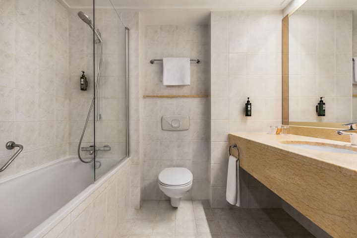 Guest room bath at the Vienna House Easy by Wyndham Airport Bucharest in Otopeni, Other than US/Canada