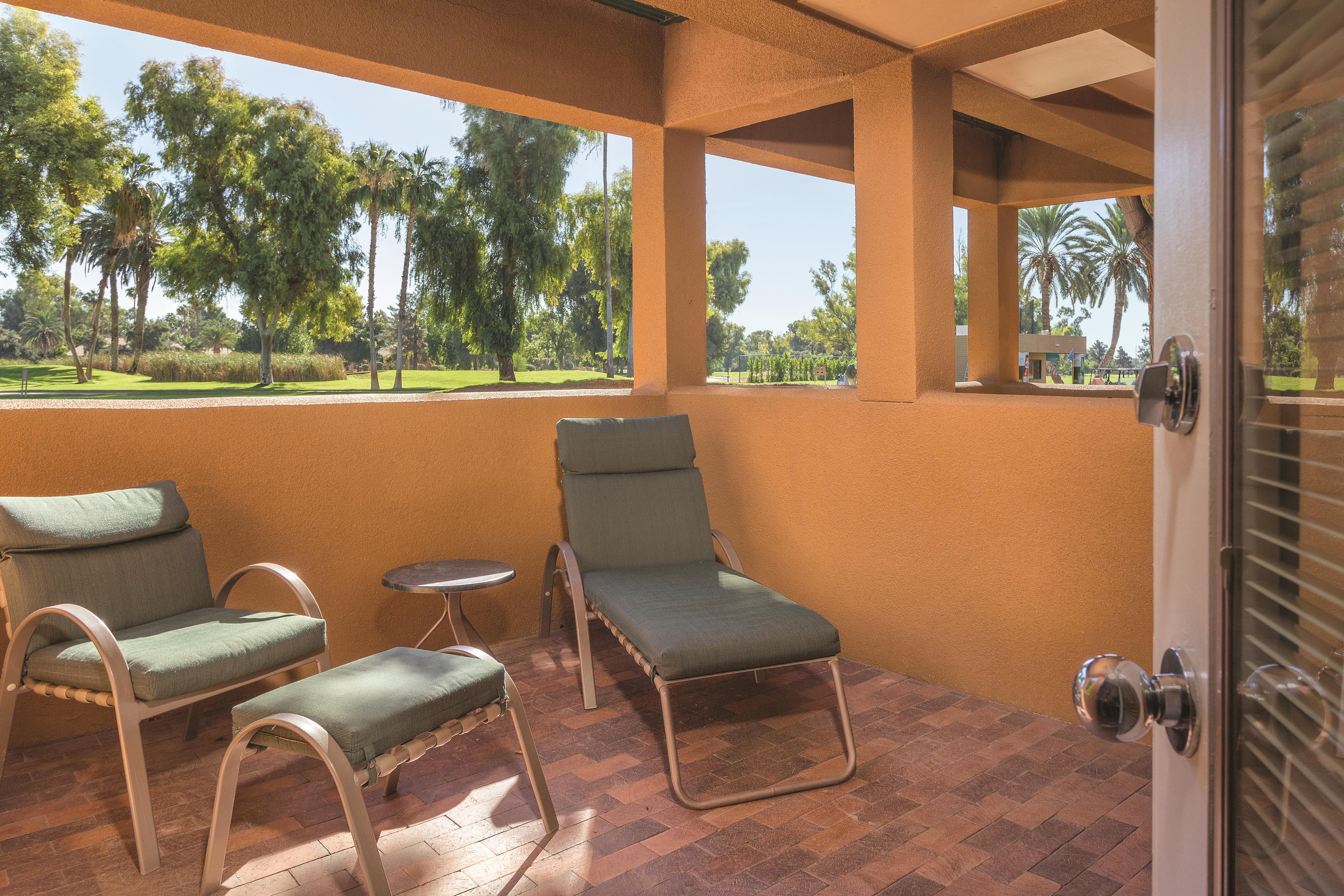 Guest room at the Club Wyndham Orange Tree Resort in Scottsdale, Arizona