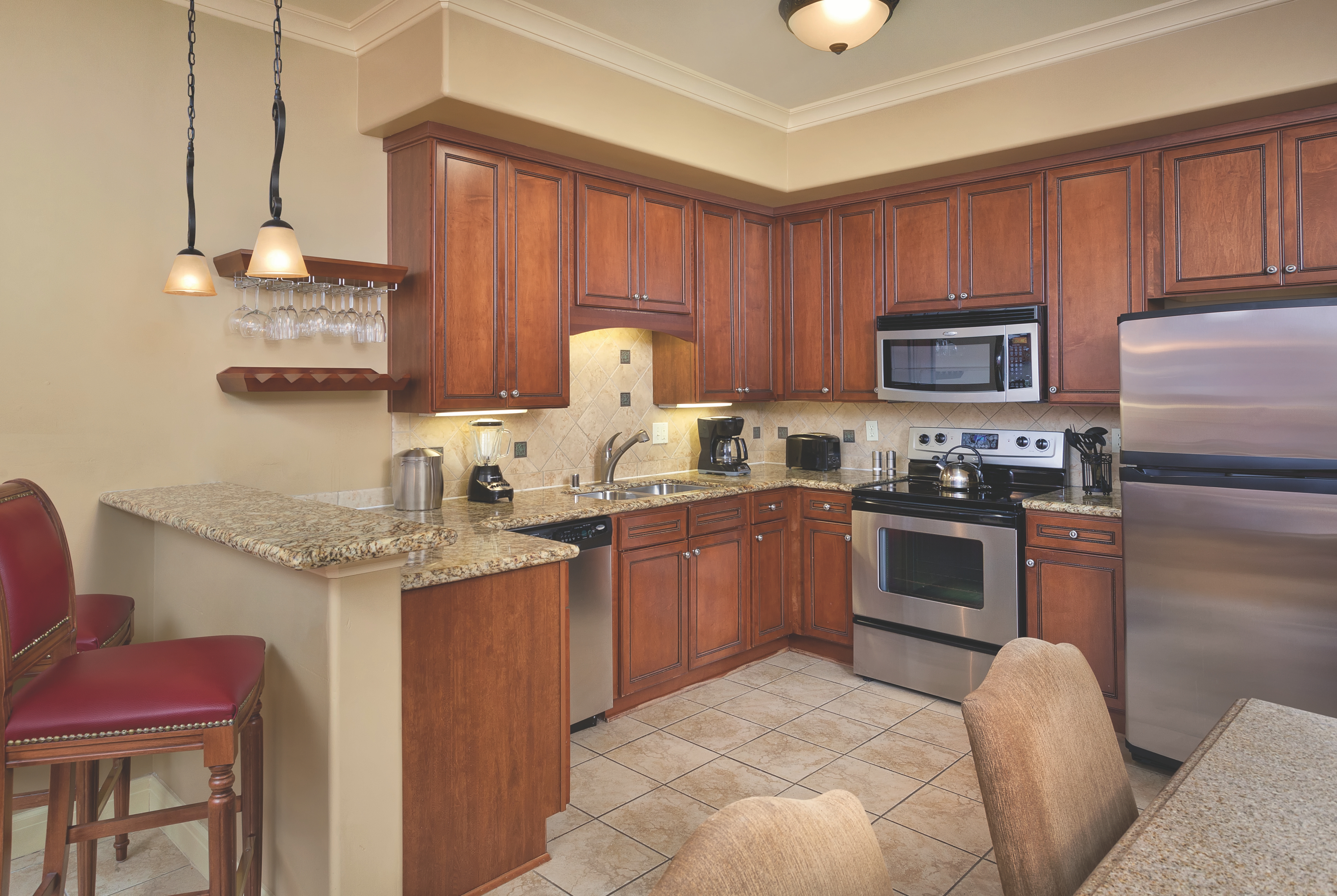 Vino Bello Resort suite kitchen in Napa, California