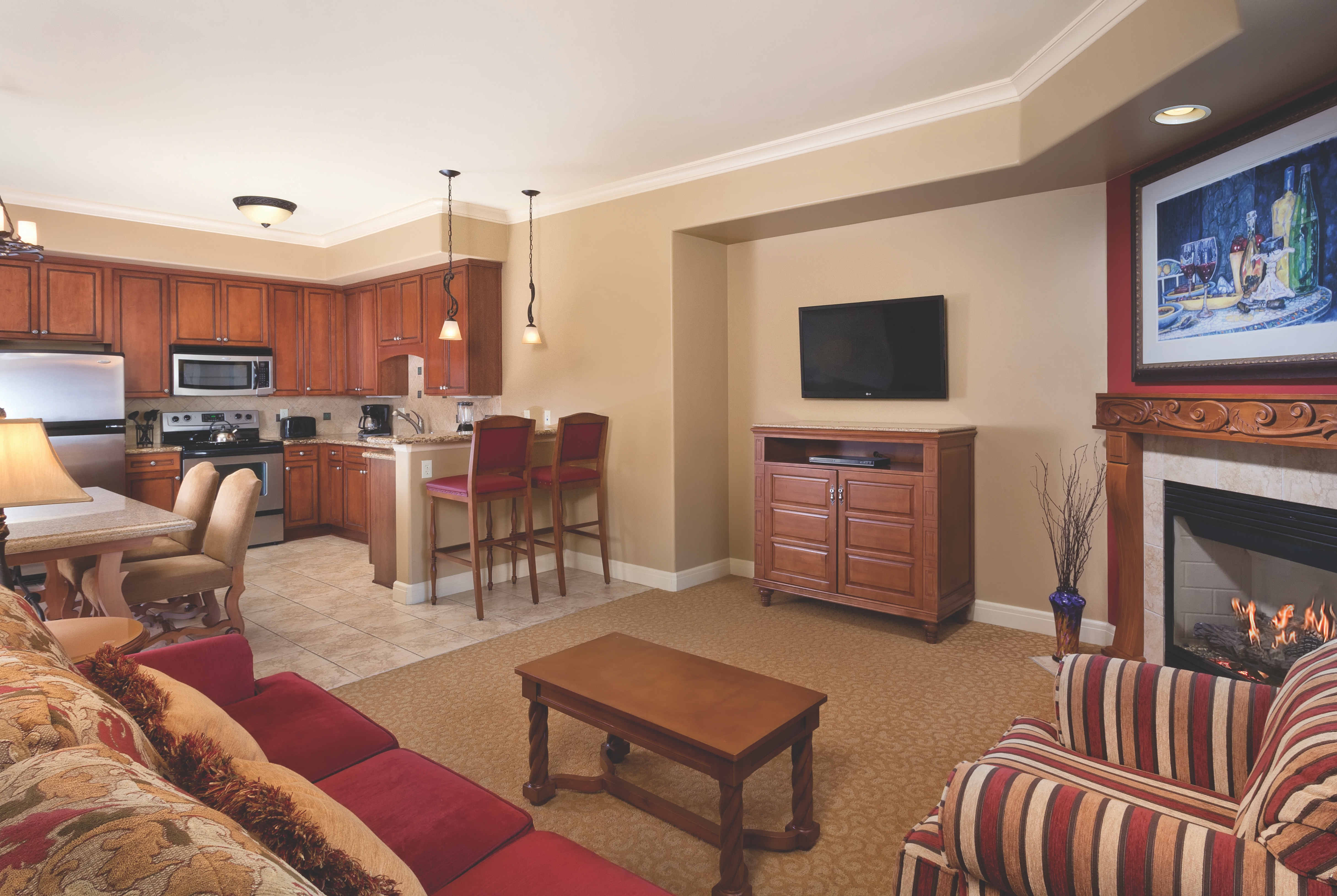 Vino Bello Resort suite living room in Napa, California