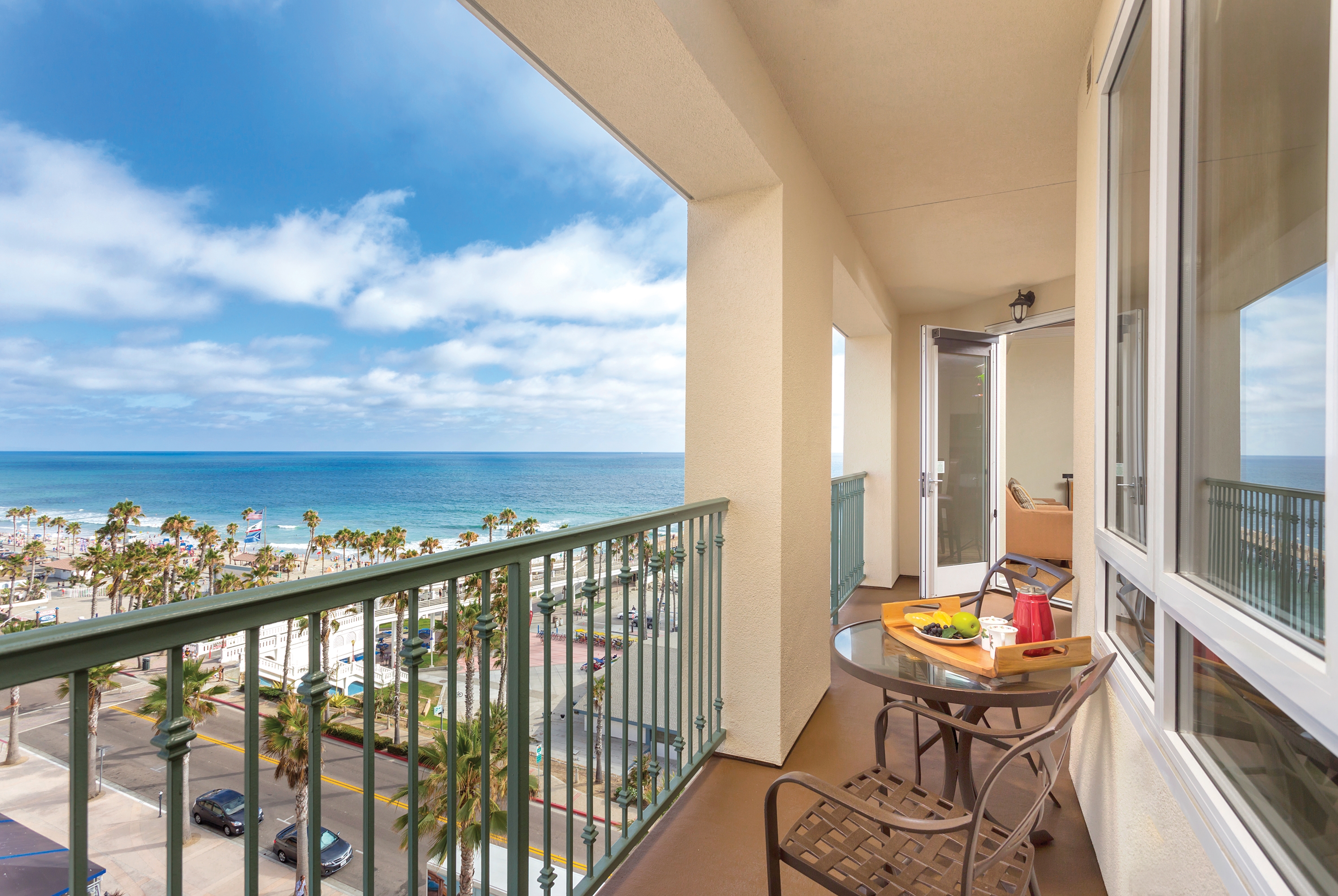 Guest room balcony at Club Wyndham Oceanside Pier Resort in Oceanside, California