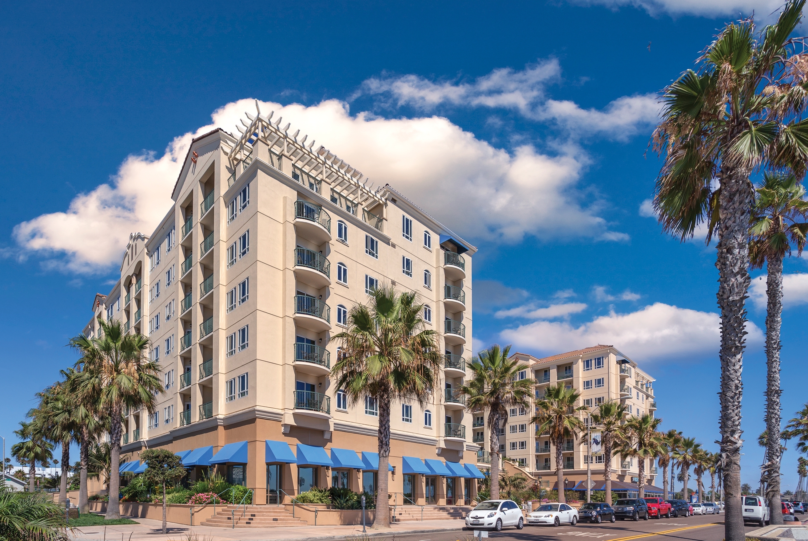 Exterior of Club Wyndham Oceanside Pier Resort hotel in Oceanside, California