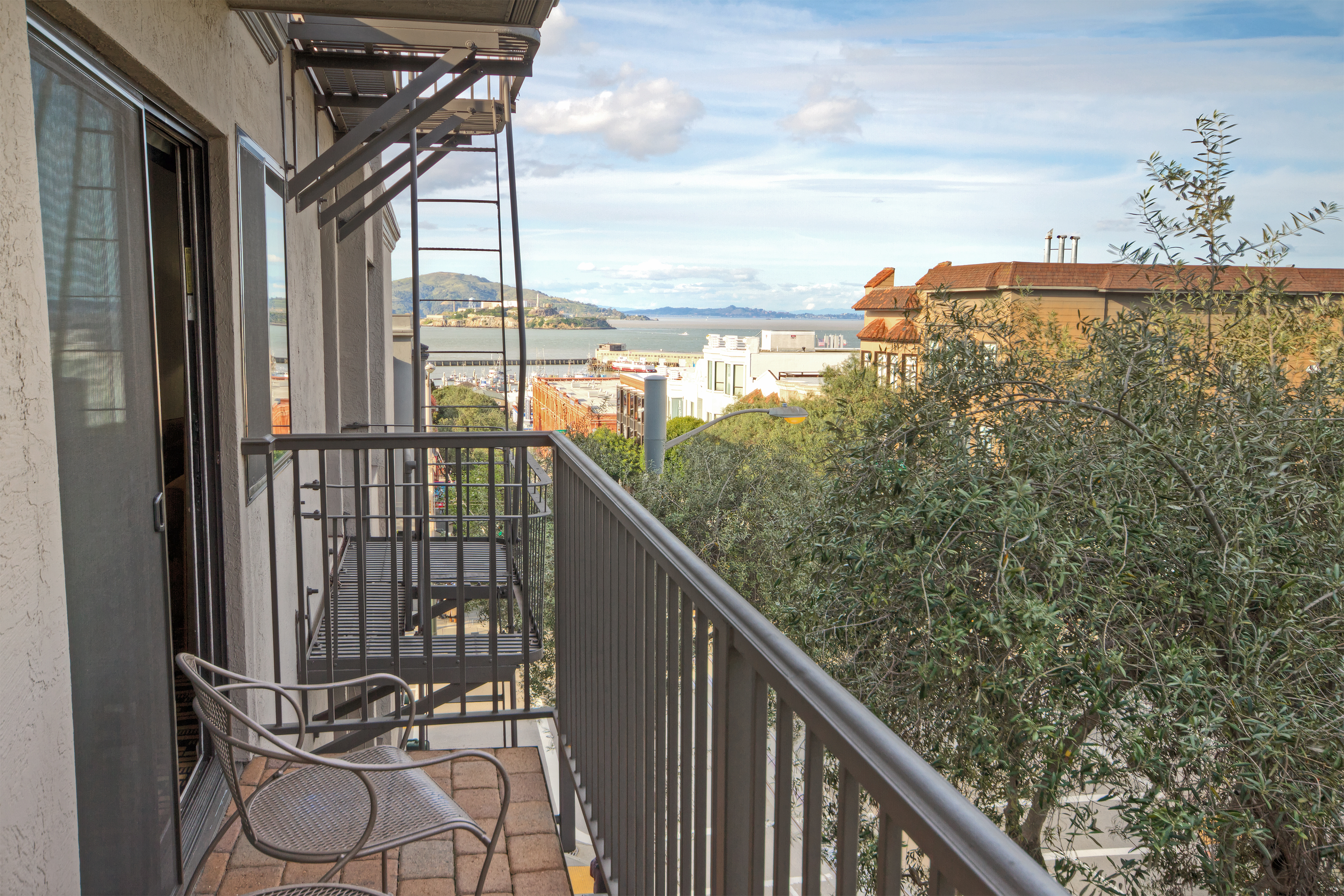 Guest room balcony at Suites at Fisherman's Wharf in San Francisco, California