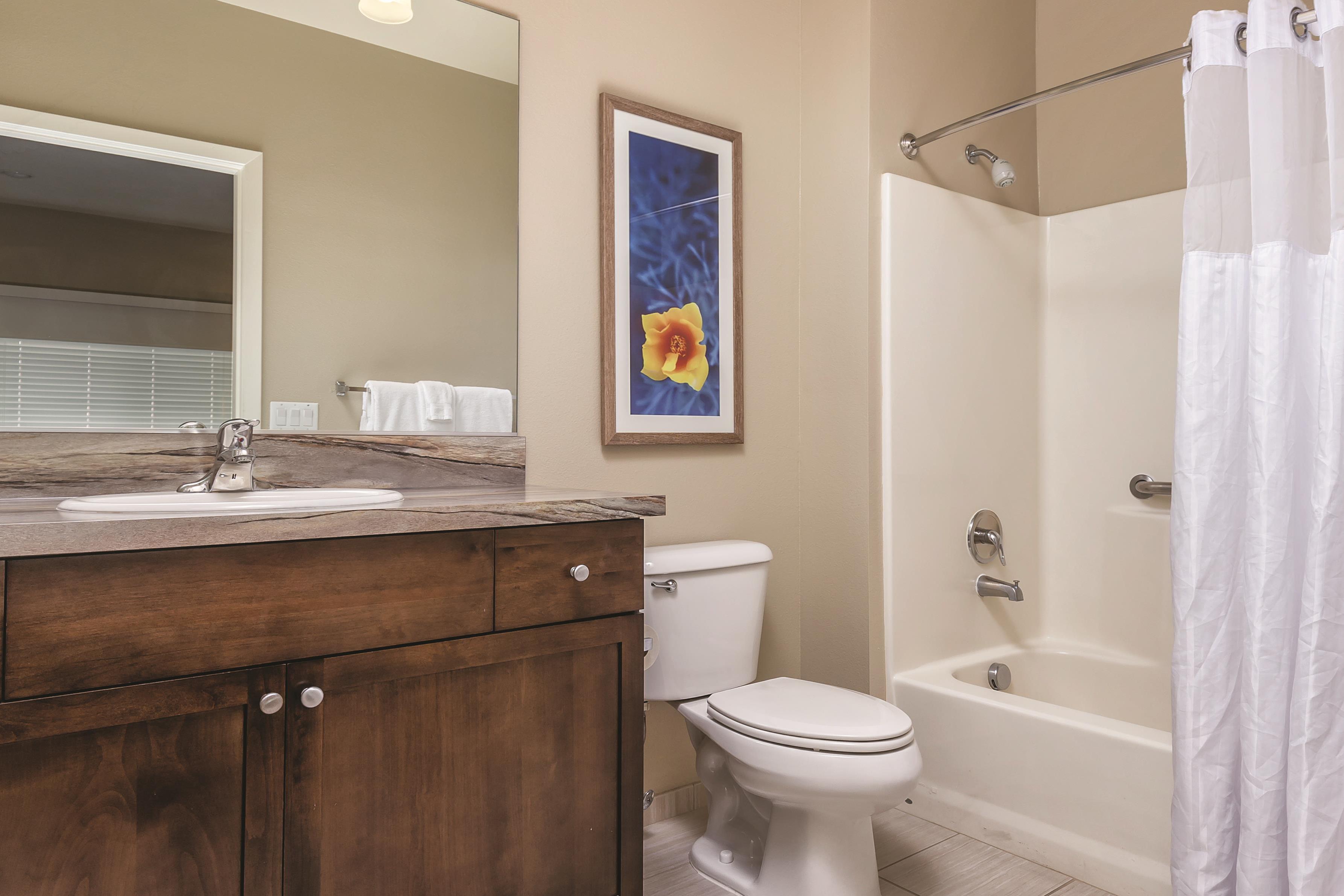 Guest room bath at the WorldMark Solvang in Solvang, California