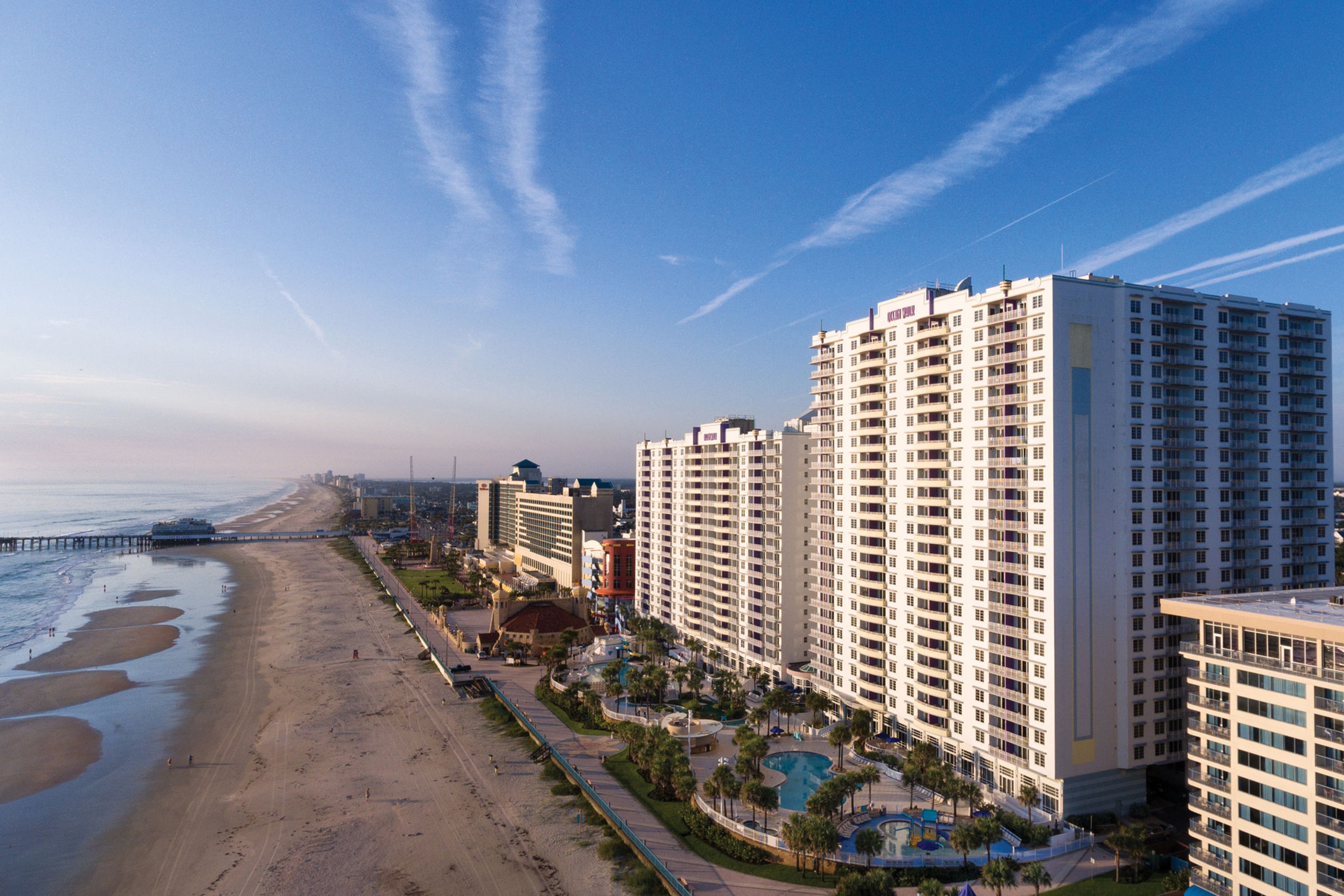 Exterior of Ocean Walk Resort hotel in Daytona Beach, Florida