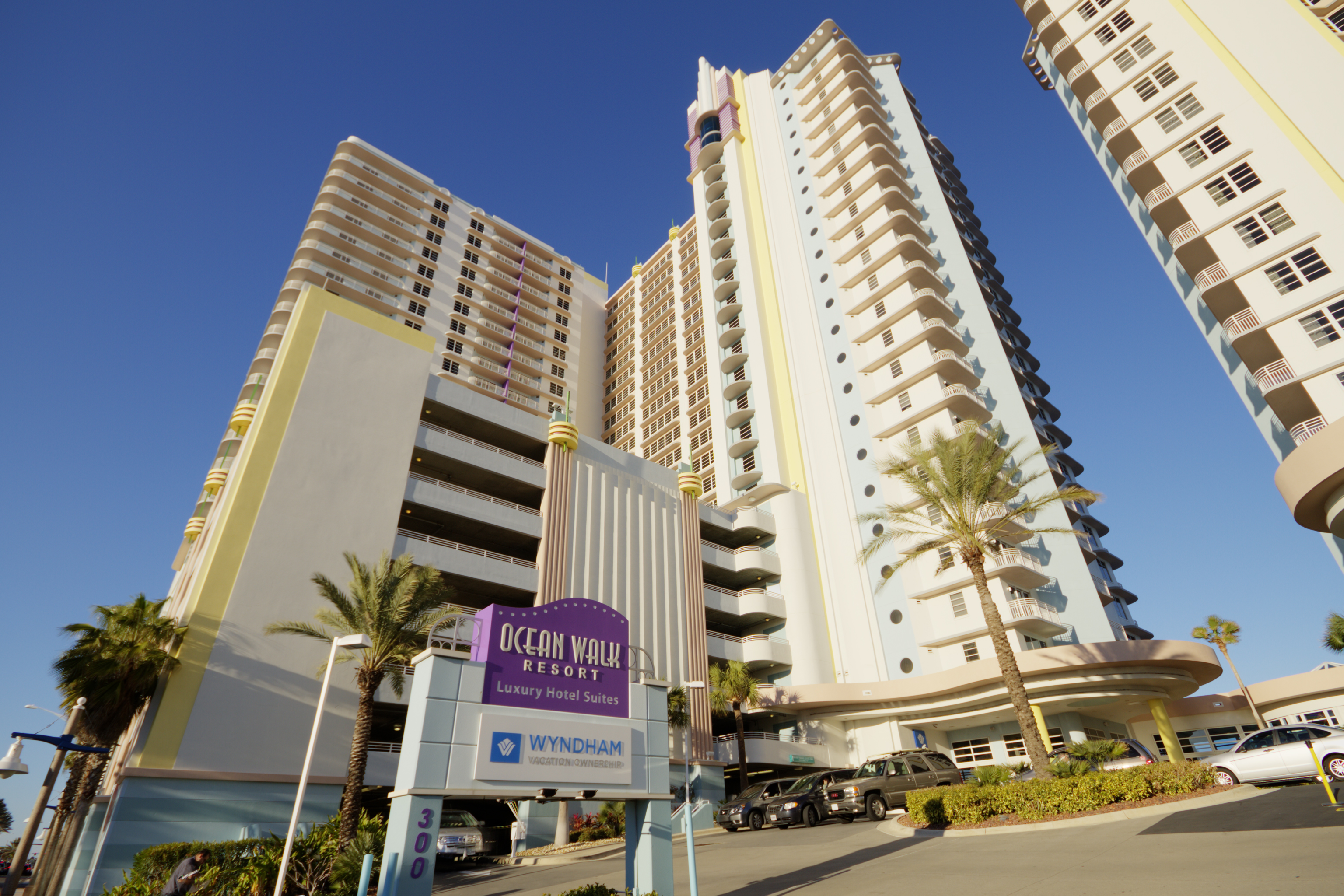 Exterior of Ocean Walk Resort hotel in Daytona Beach, Florida