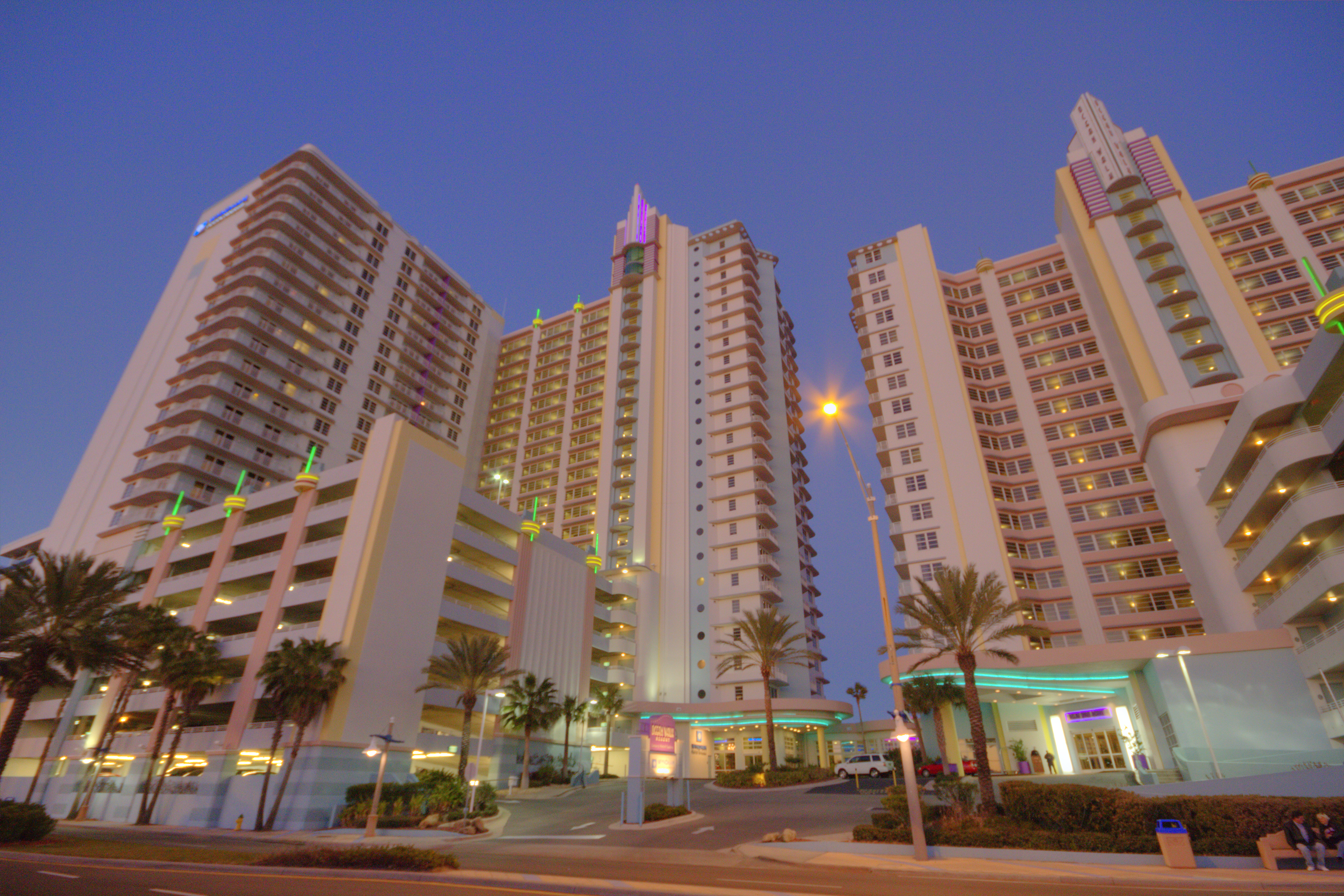 Exterior of Ocean Walk Resort hotel in Daytona Beach, Florida
