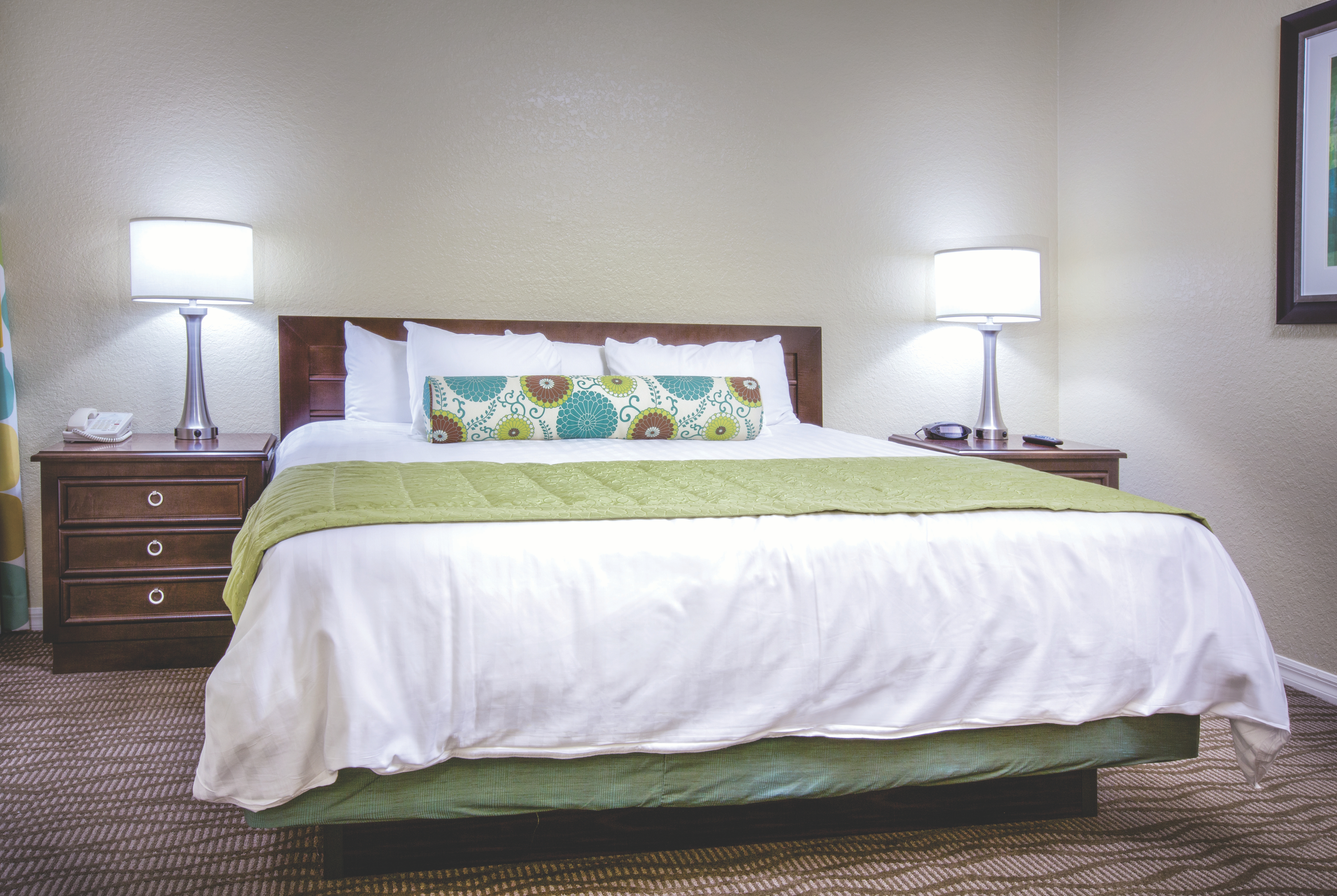 King bed guest room at the Club Wyndham Star Island in Kissimmee, Florida