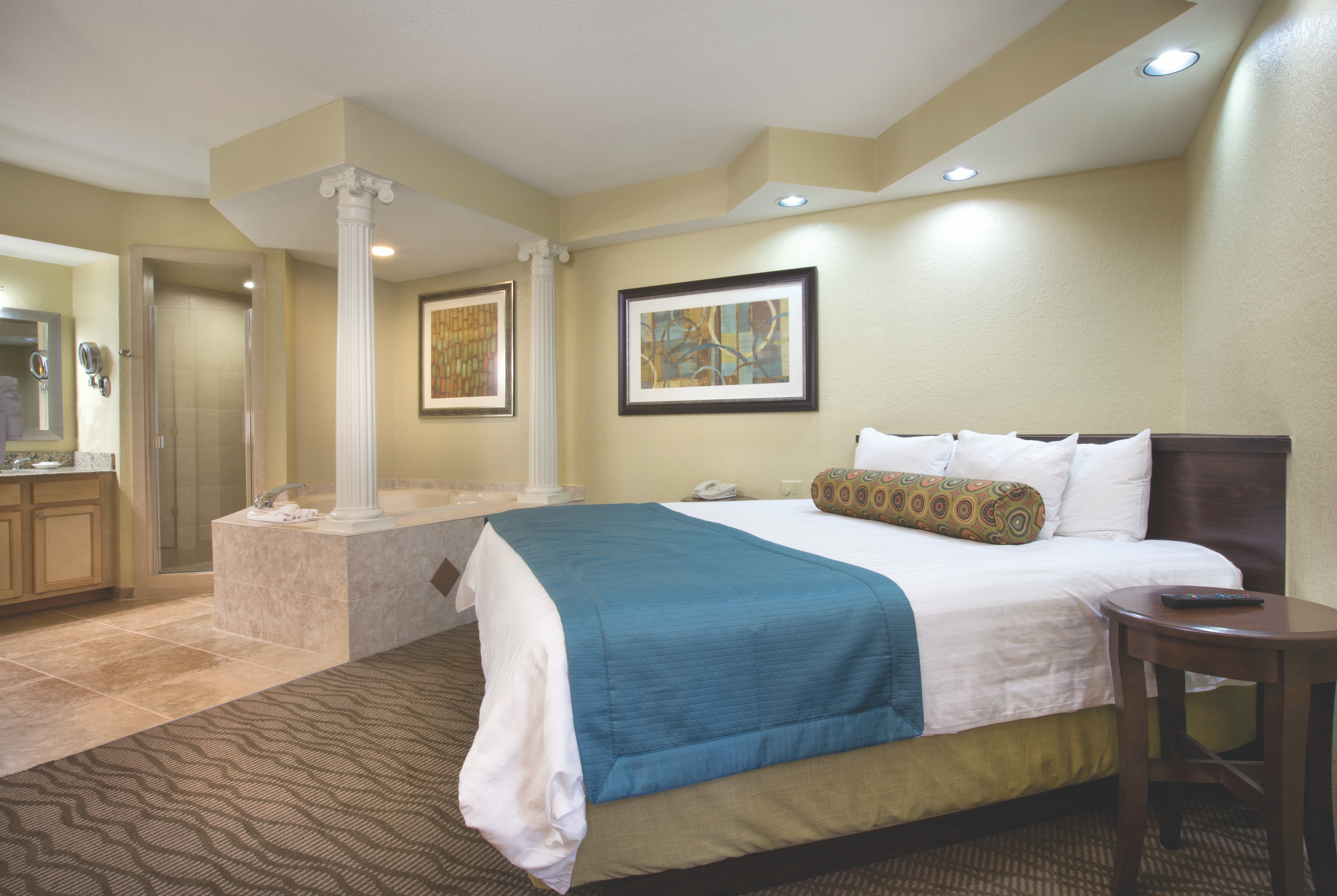 King bed guest room at the Club Wyndham Star Island in Kissimmee, Florida