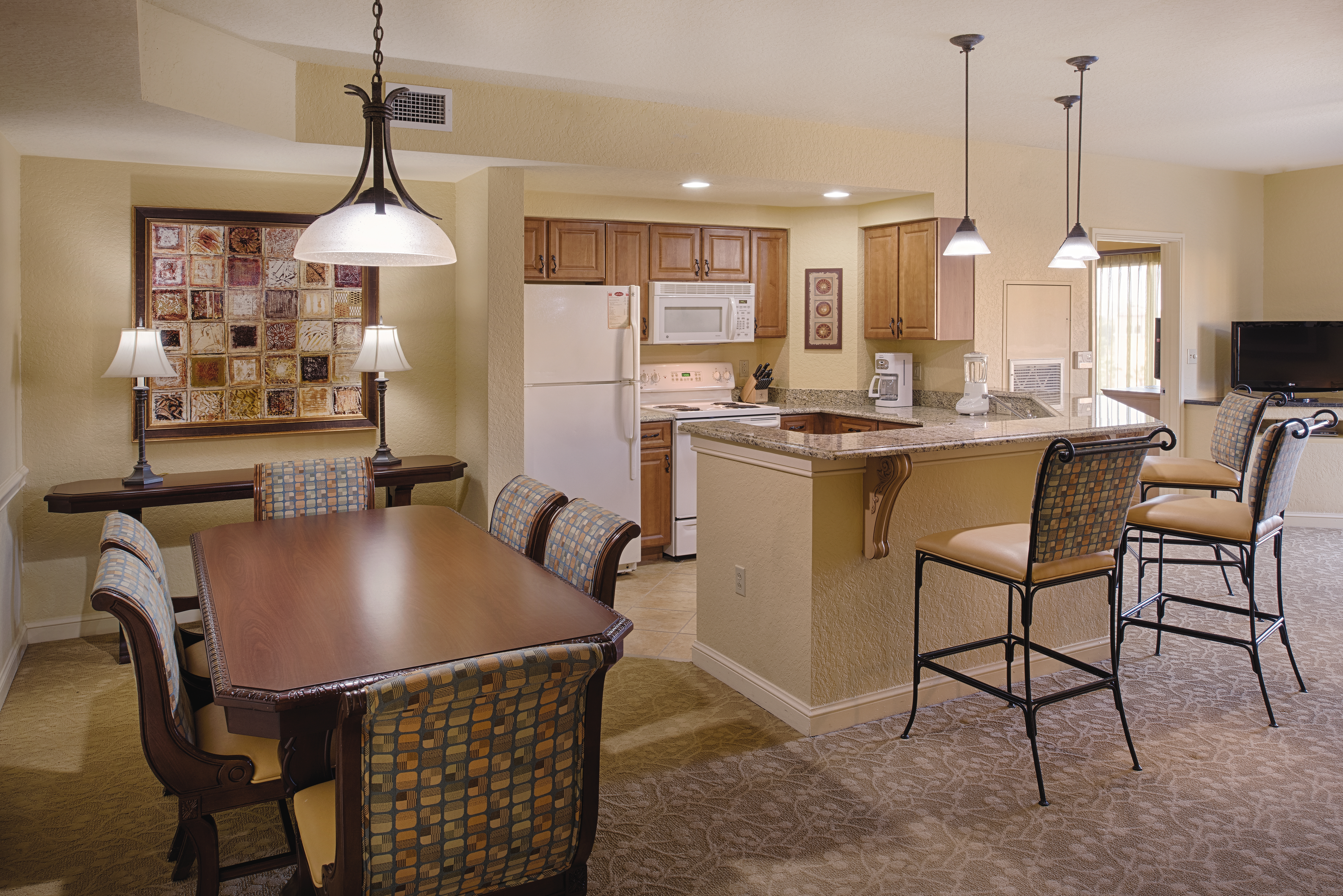 Club Wyndham Bonnet Creek Resort suite dining area in Lake Buena Vista, Florida