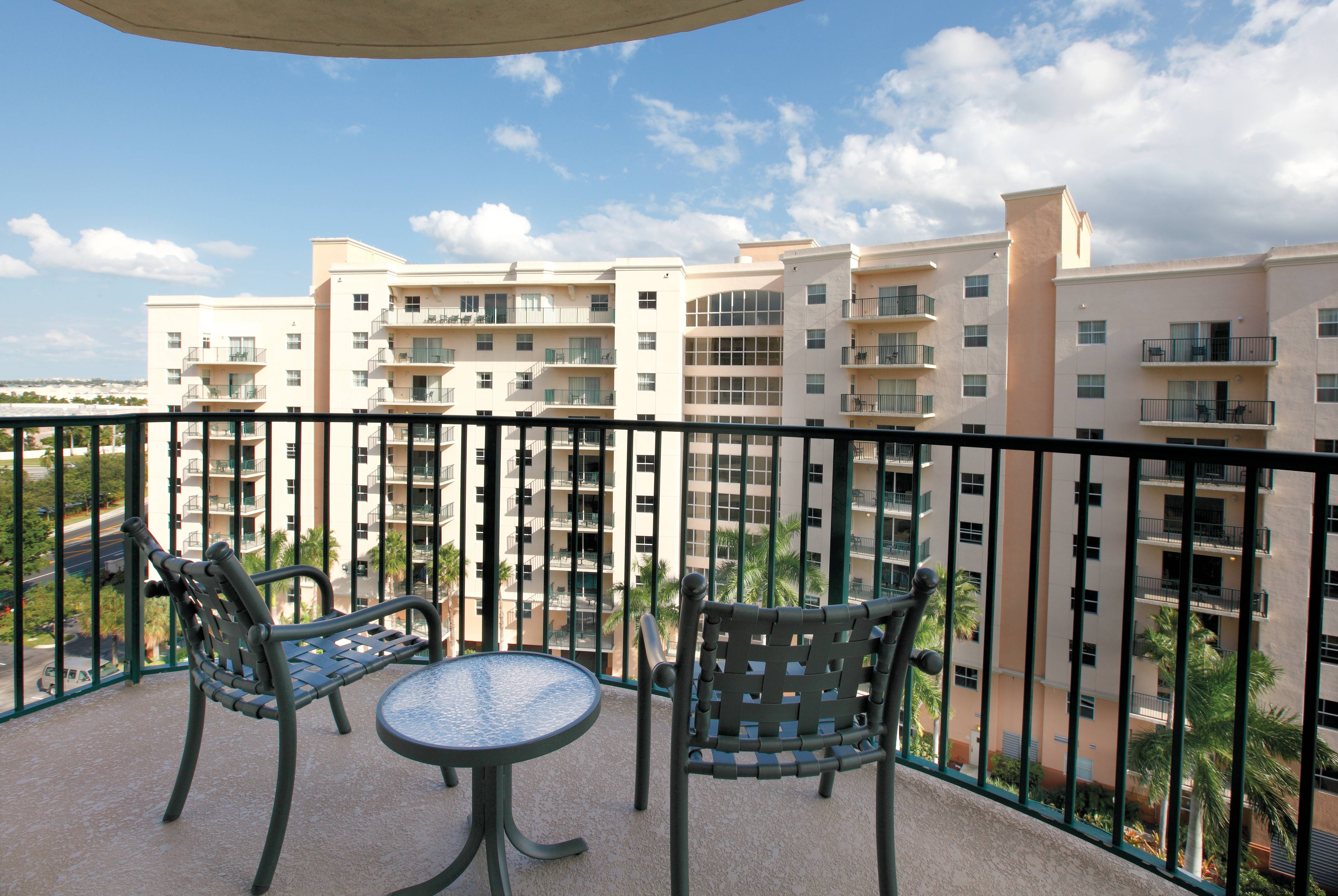 Guest room balcony at Club Wyndham Palm-Aire in North Pompano Beach, Florida