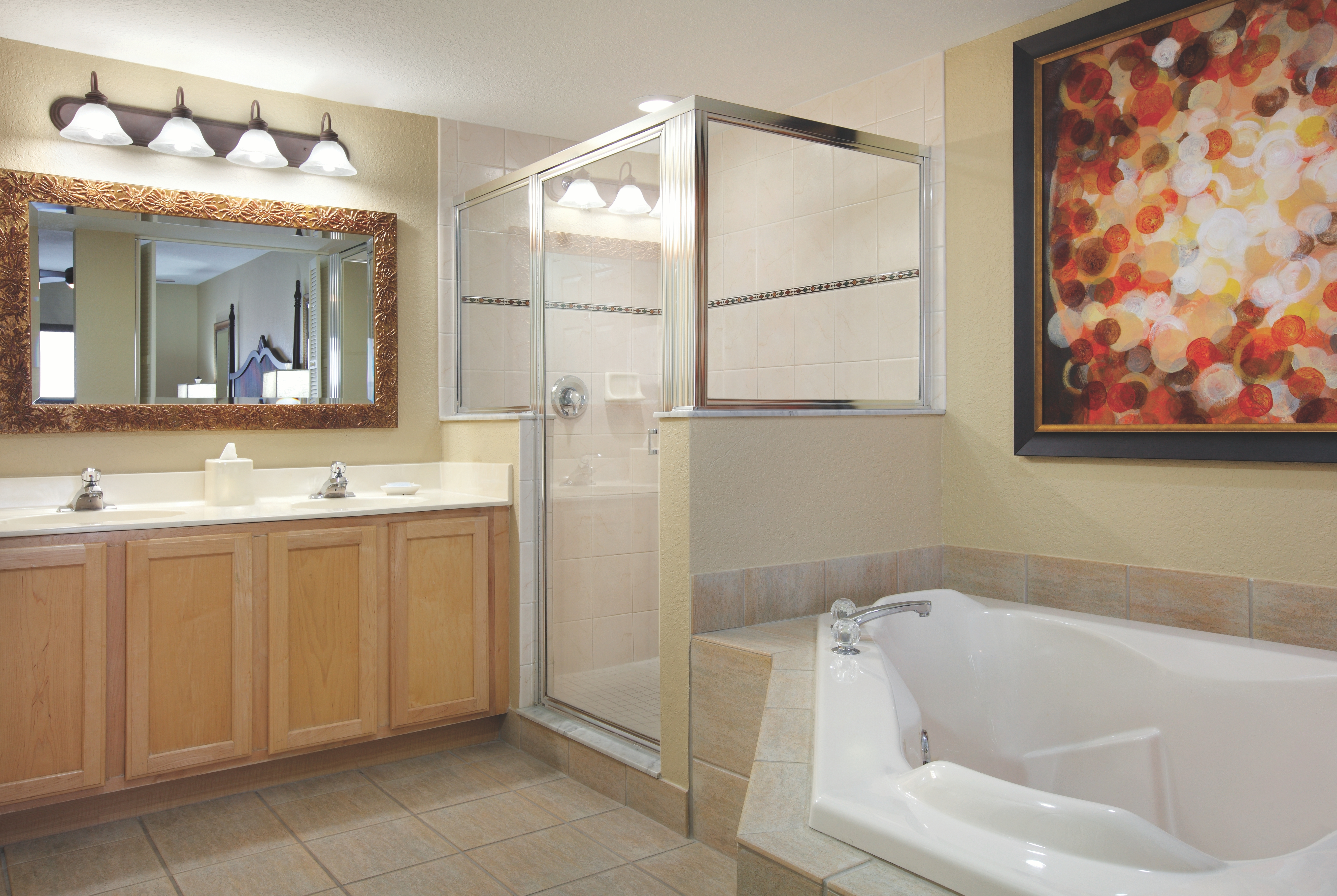 Guest room bath at the Club Wyndham Palm-Aire in North Pompano Beach, Florida